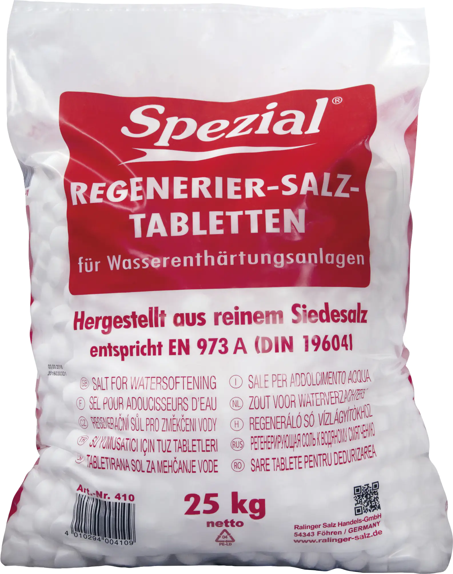 Ralinger Salz Regeneriersalztabletten 25 kg, für Wasserenthärter Ralinger Salz Regeneriersalztabletten 25 kg, für Wasserenthärter