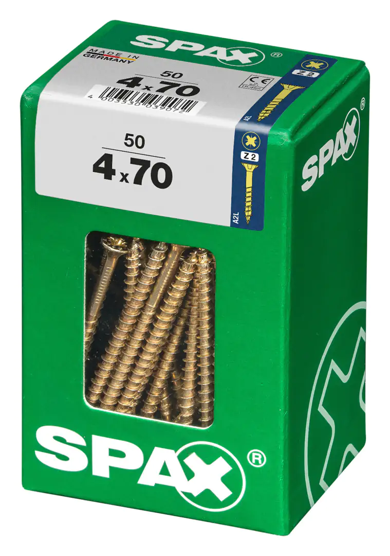 Spax Universalschrauben 4.0 x 70 mm PZ 2 - 50 Stk.