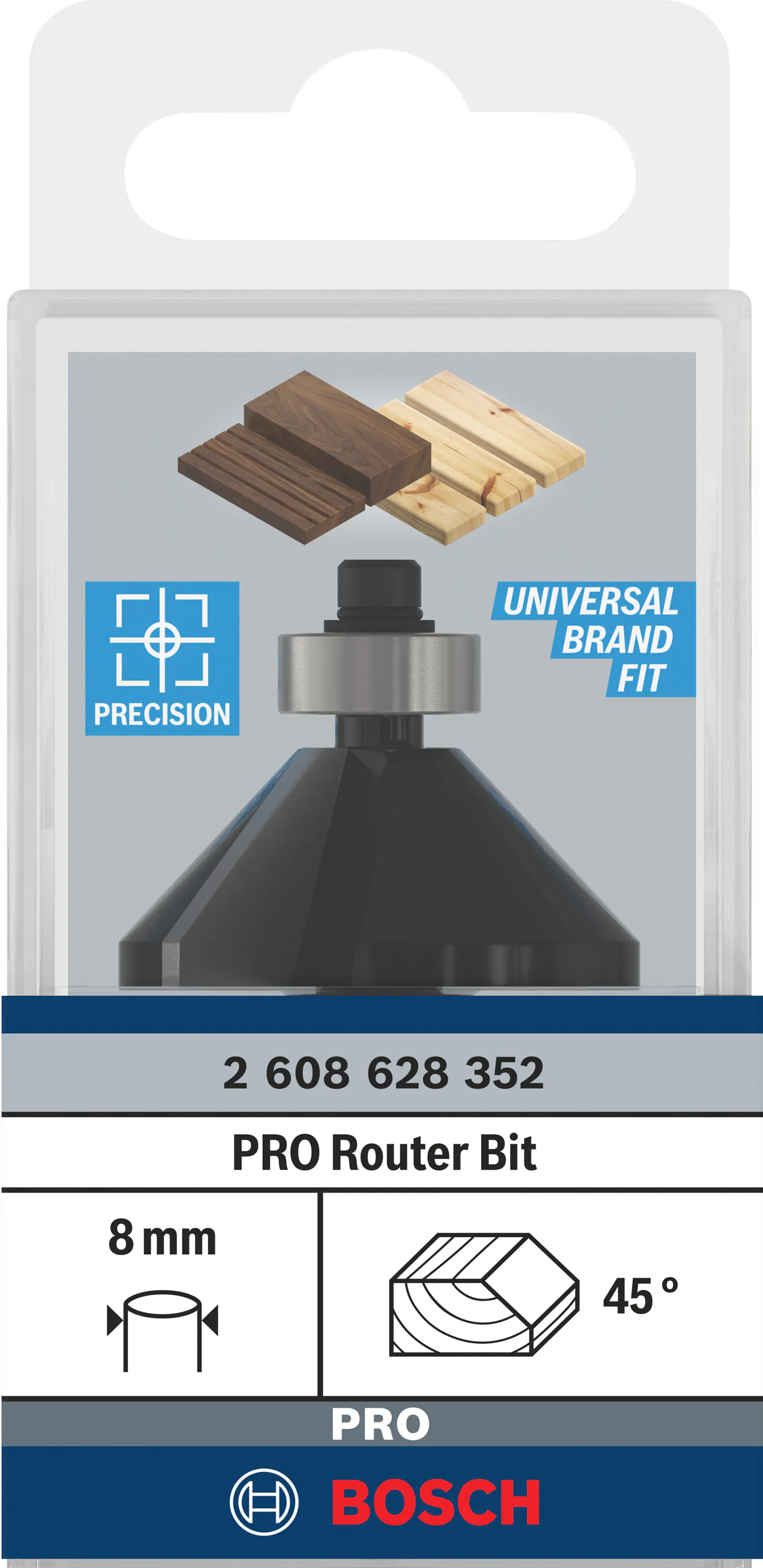 Bosch Fasefräser 8 mm B 11 mm L 14,7 mm G 56 mm 45°