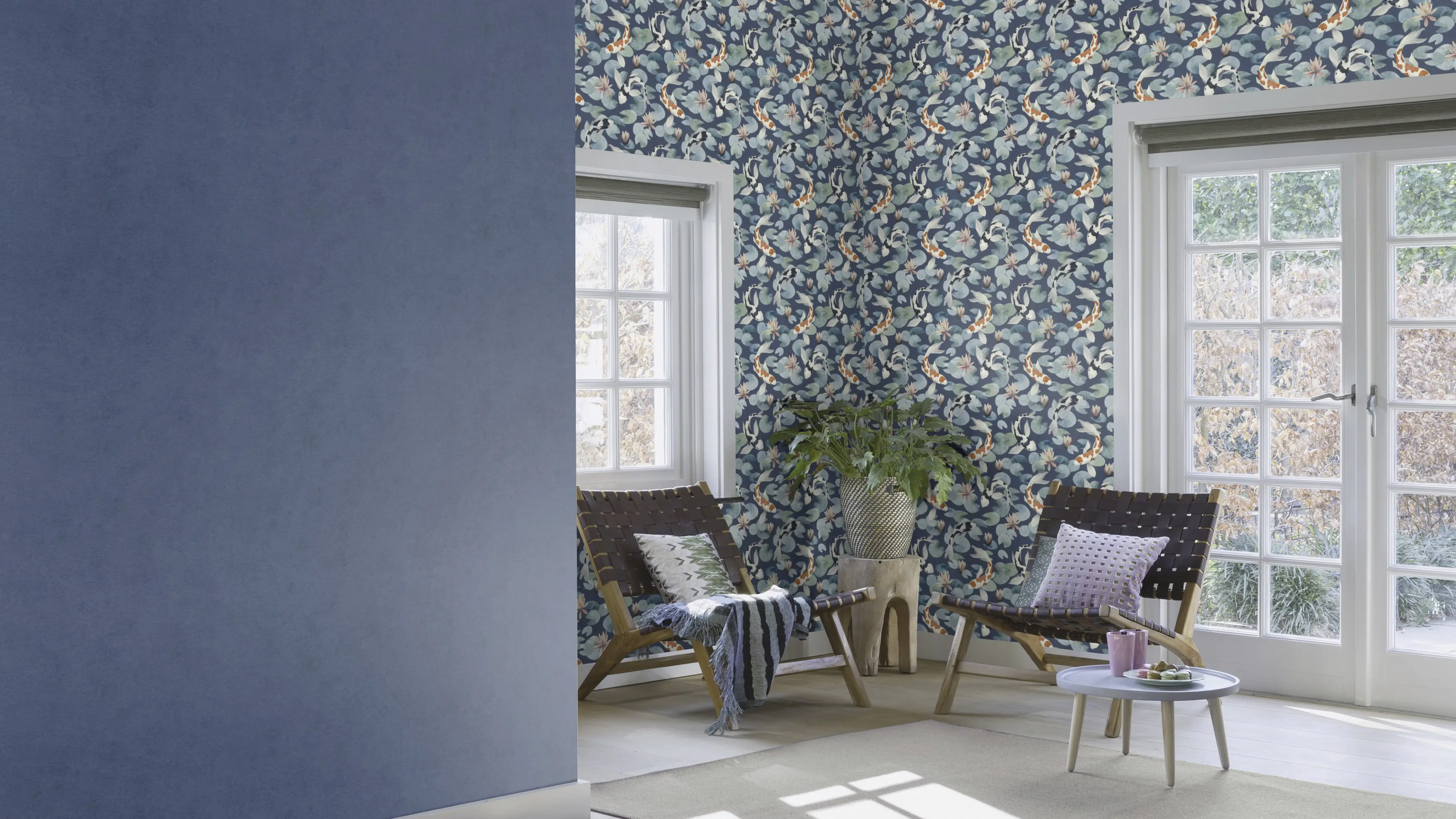 Rasch Vliestapete 408232 Kimono textilstruktur blau, 10,05 x 0,53 m