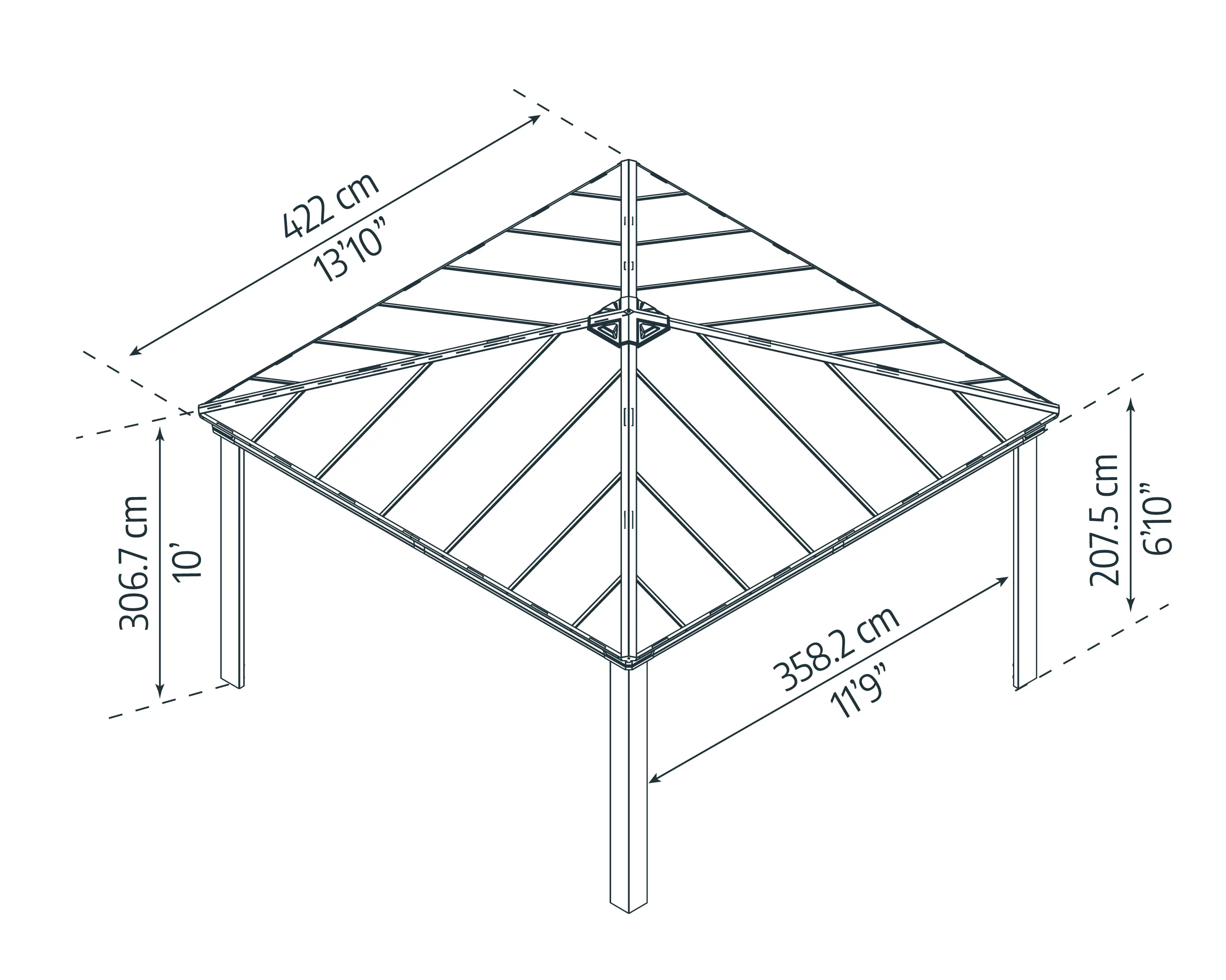 Canopia Pavillon Dallas 425 x 426 cm Aluminium anthrazit