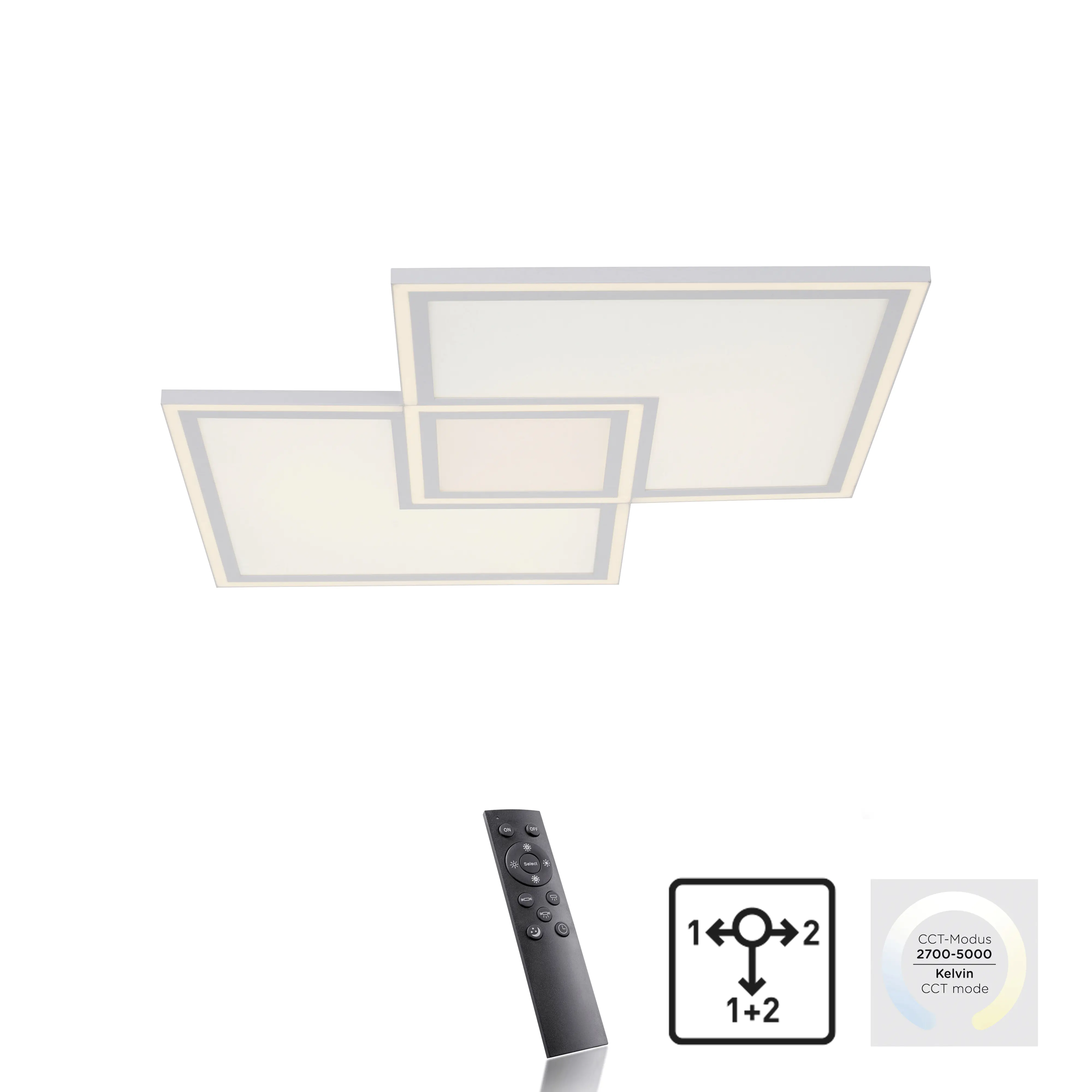 JustLight CCT LED Deckenleuchte Edging weiß 67 x 67 cm dimmbar