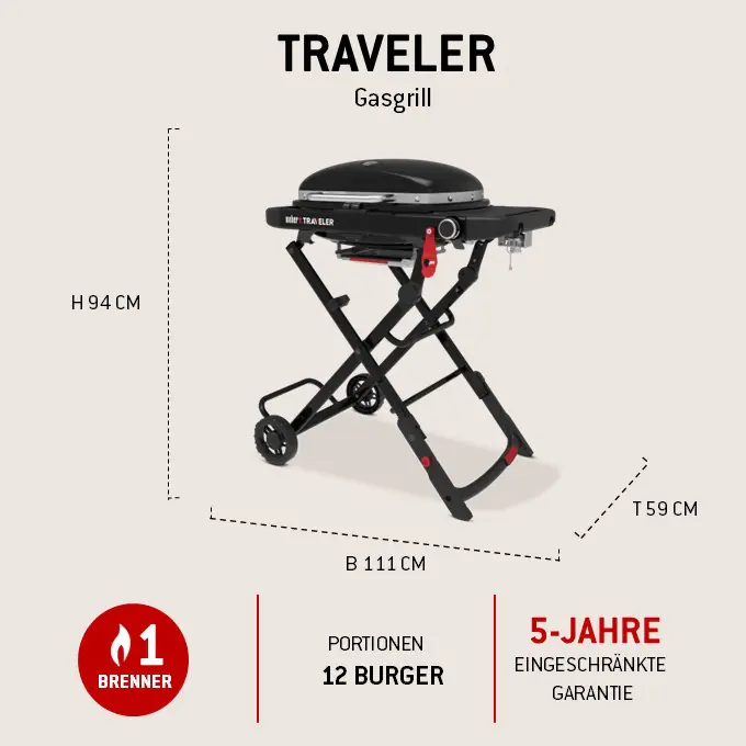 Weber Gasgrill Traveler Grillfläche: 63 x 34 cm