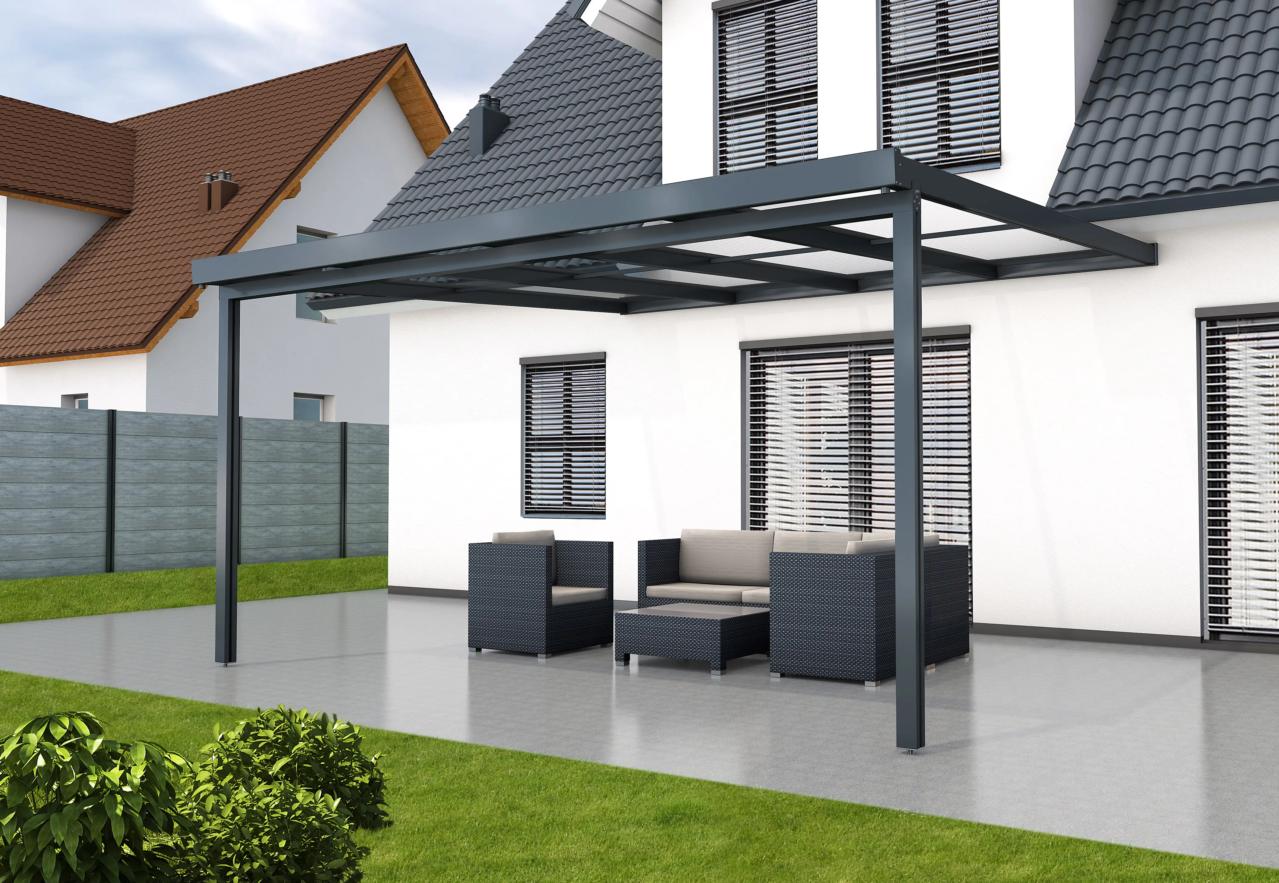 Gutta Premium Terrassendach 410,2 x 406 cm anthrazit PC bronce 16 mm