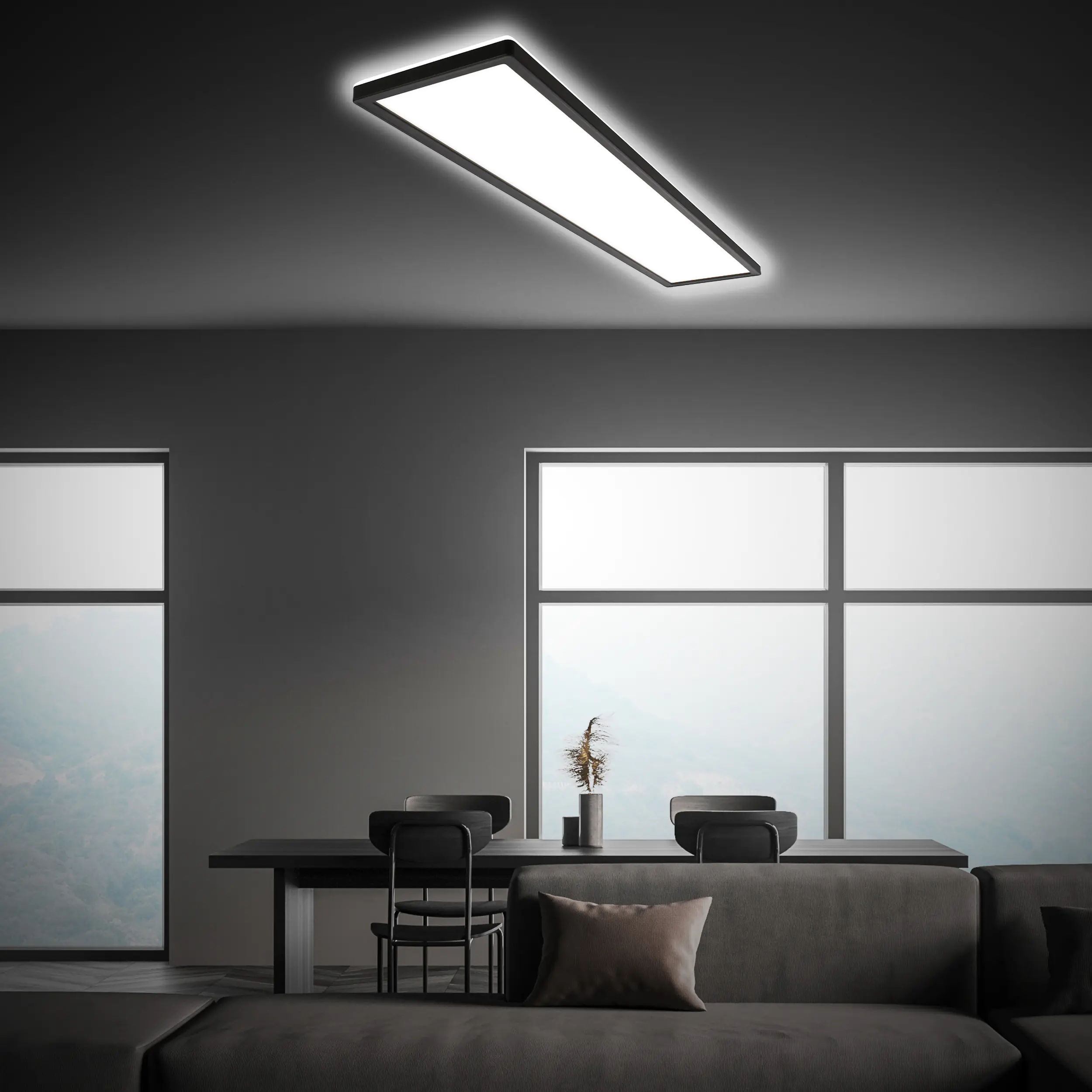 Briloner LED-Deckenlampe Tava 98x20 cm schwarz neutralweiß