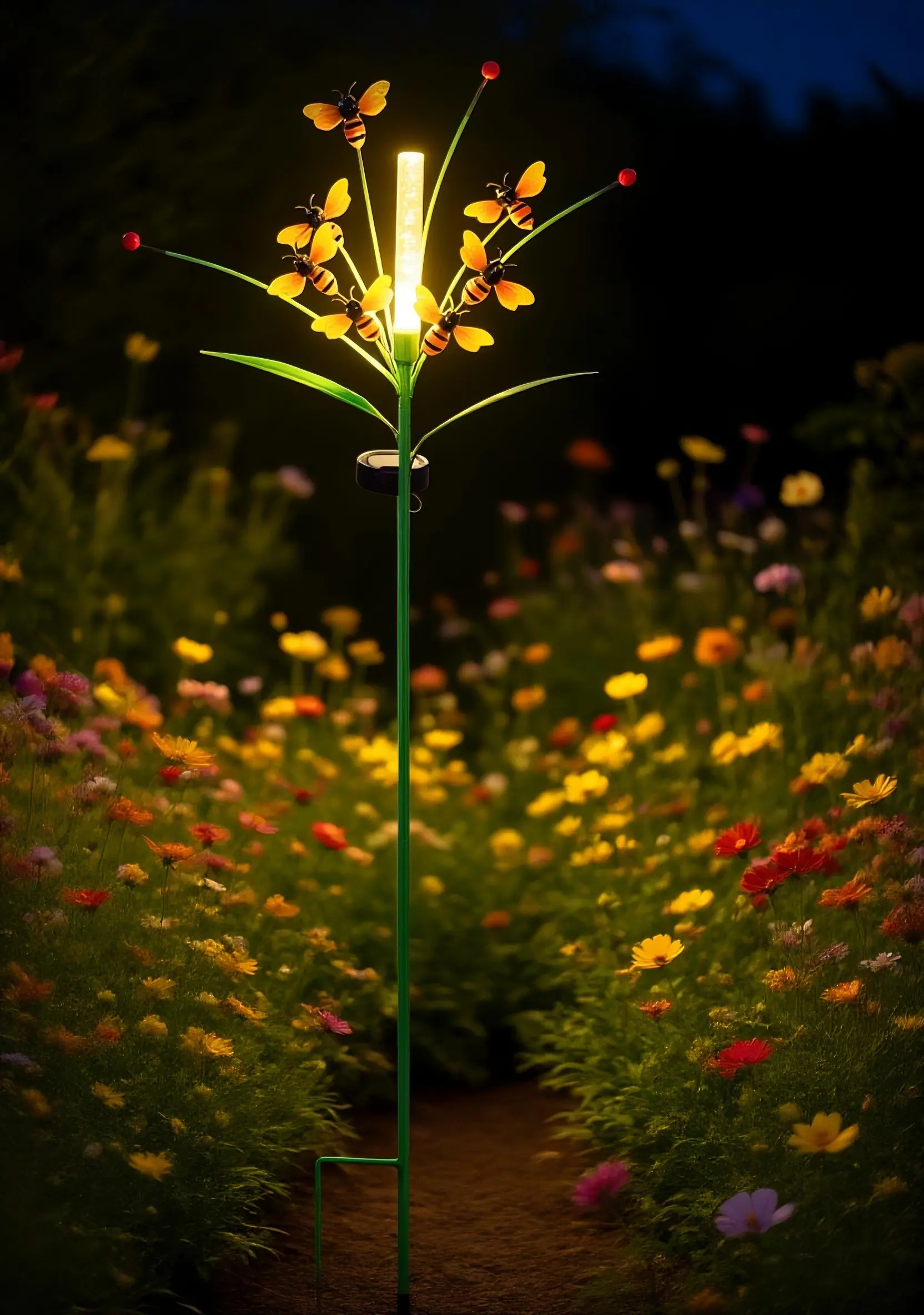 Dapo LED Solarstecker Lichtstab mit Bienen warmweiß
