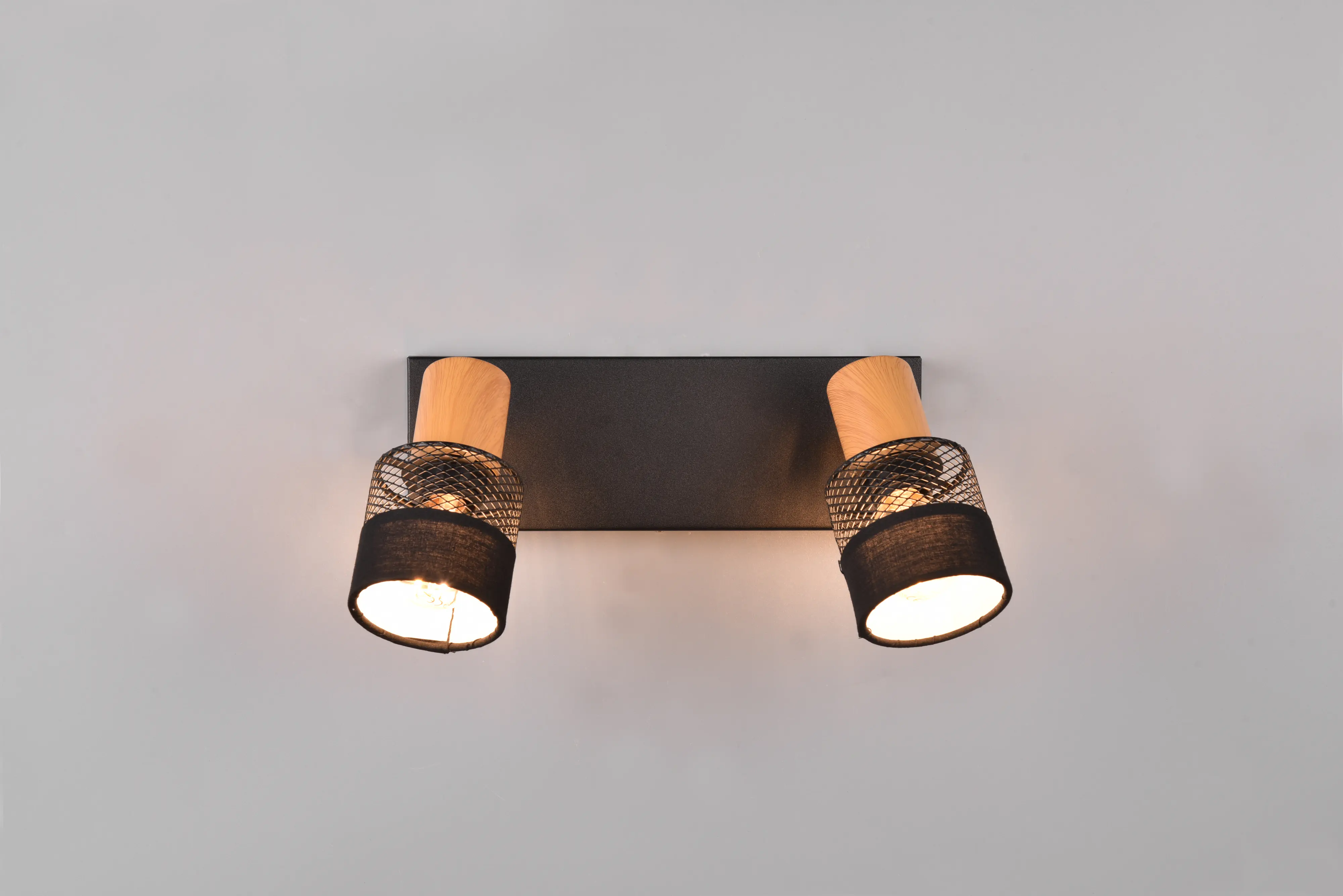 Trio Deckenstrahler 2er Spot Nandini E14 schwarz, Metall, Holz
