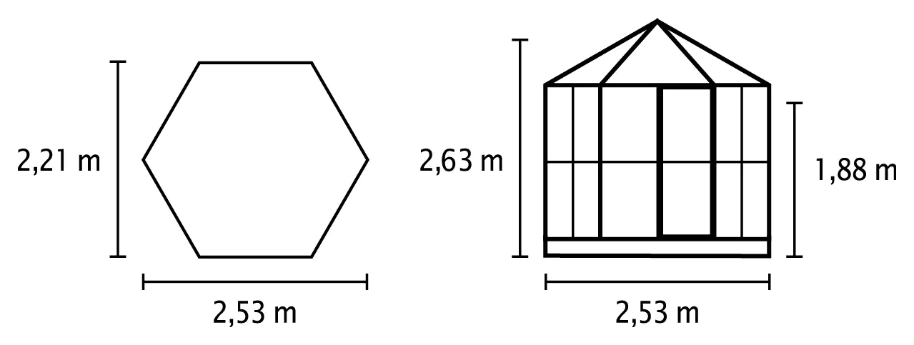 Vitavia Gewächshaus Juno 4500 253 x 221 cm 3 mm Sicherheitsglas
