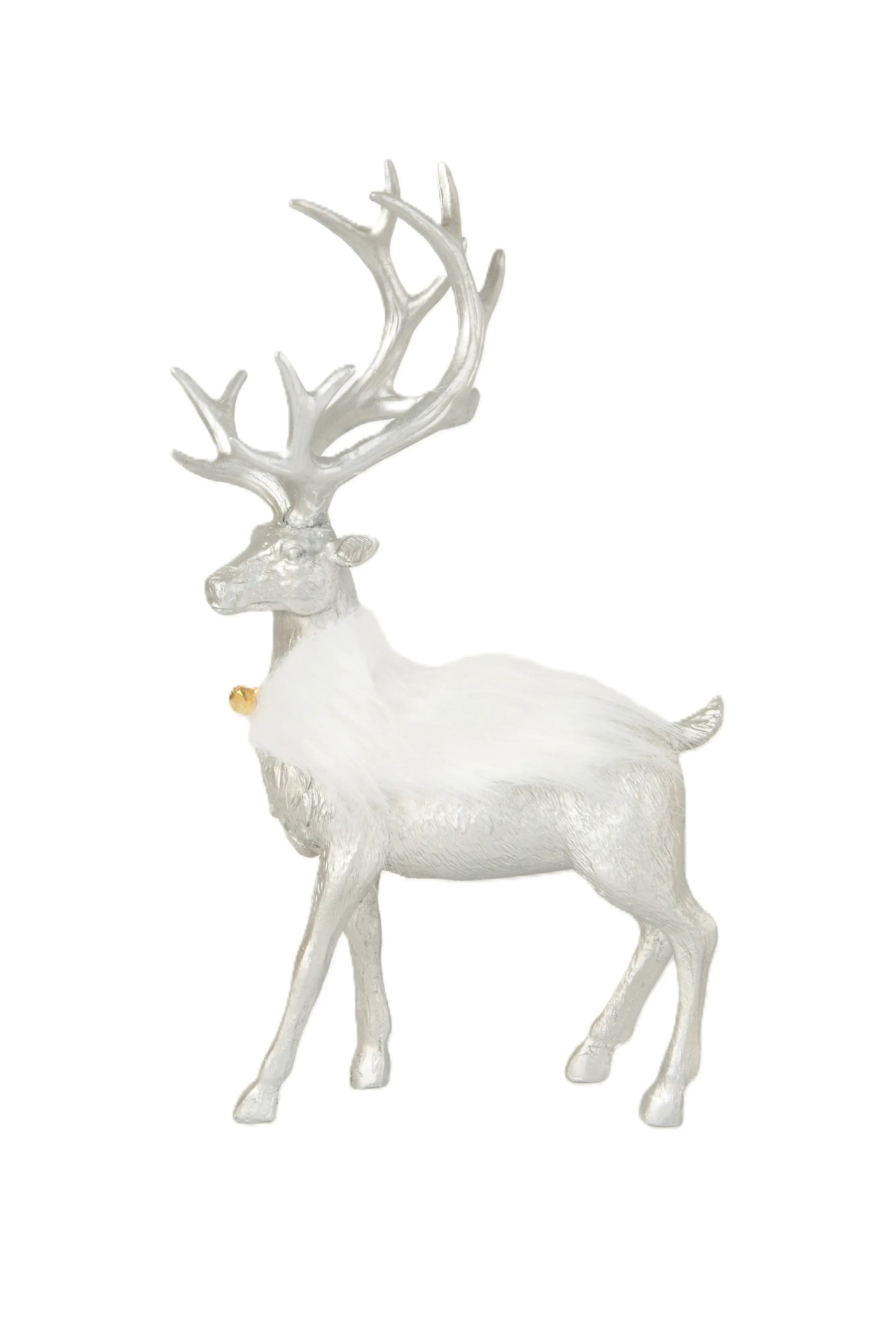 TrendLine Deko Hirsch 18,5 x 8 x 32 cm silber/weiß