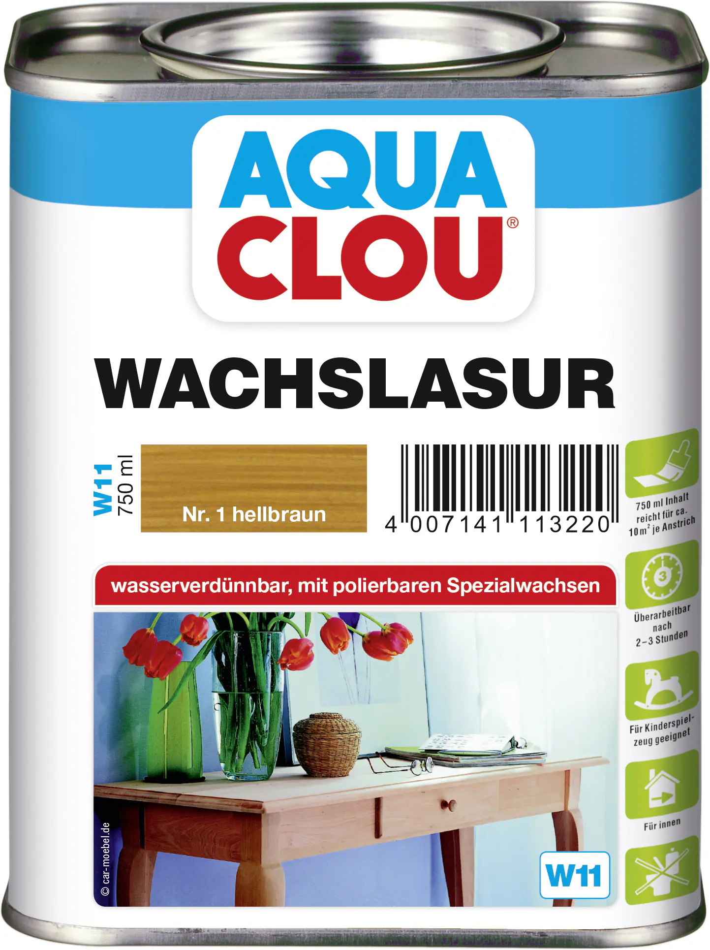 Aqua Clou Wachslasur 750 ml hellbraun