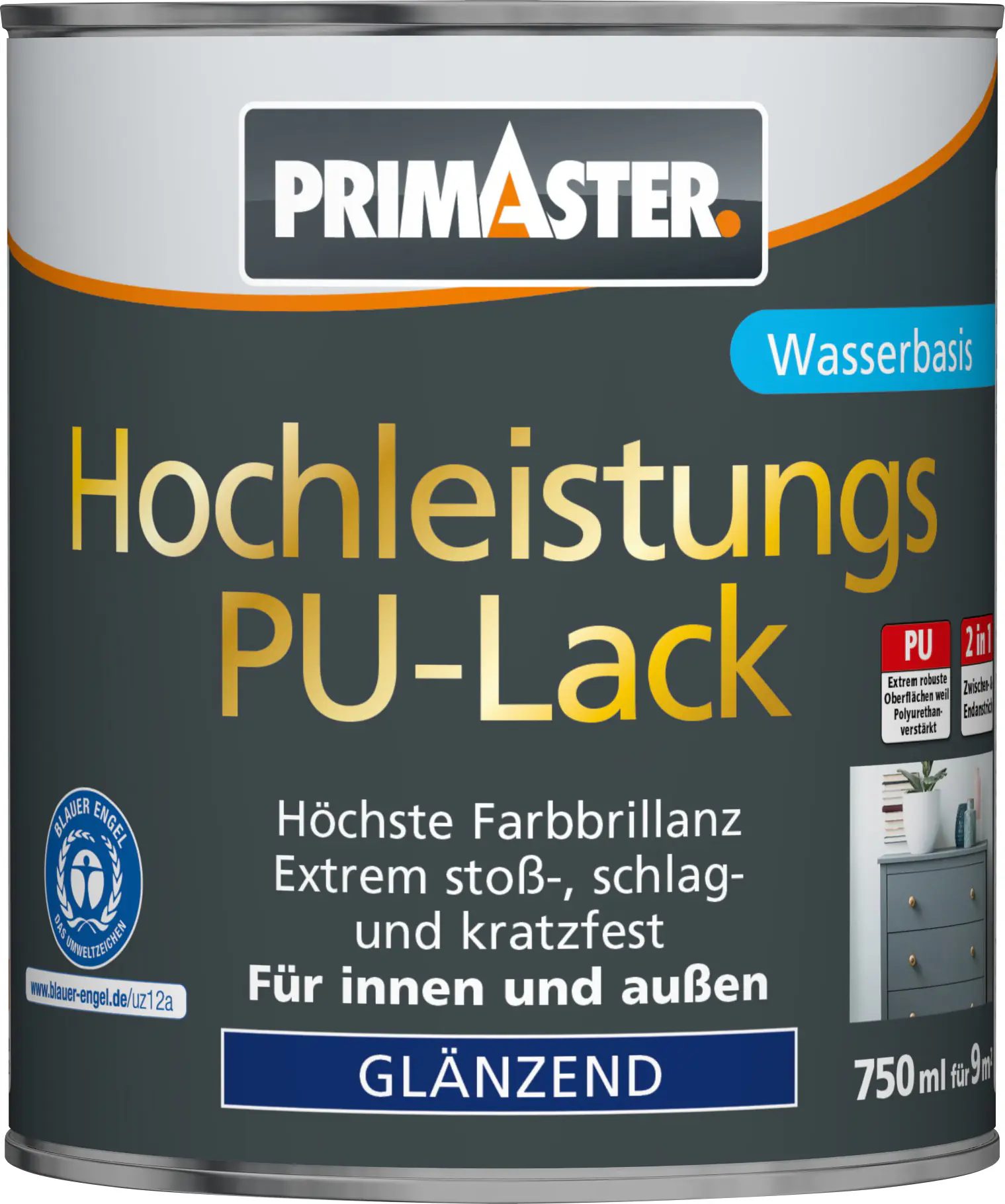 Primaster Hochleistungs-PU-Lack RAL 8017 750 ml 2in1 schokoladenbraun glänzend