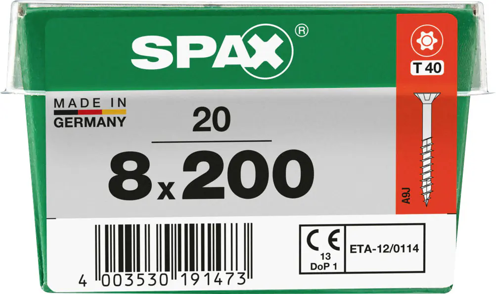 Spax Holzbauschrauben 8 x 200 mm T40 Teilgewinde - 20 Stk. 