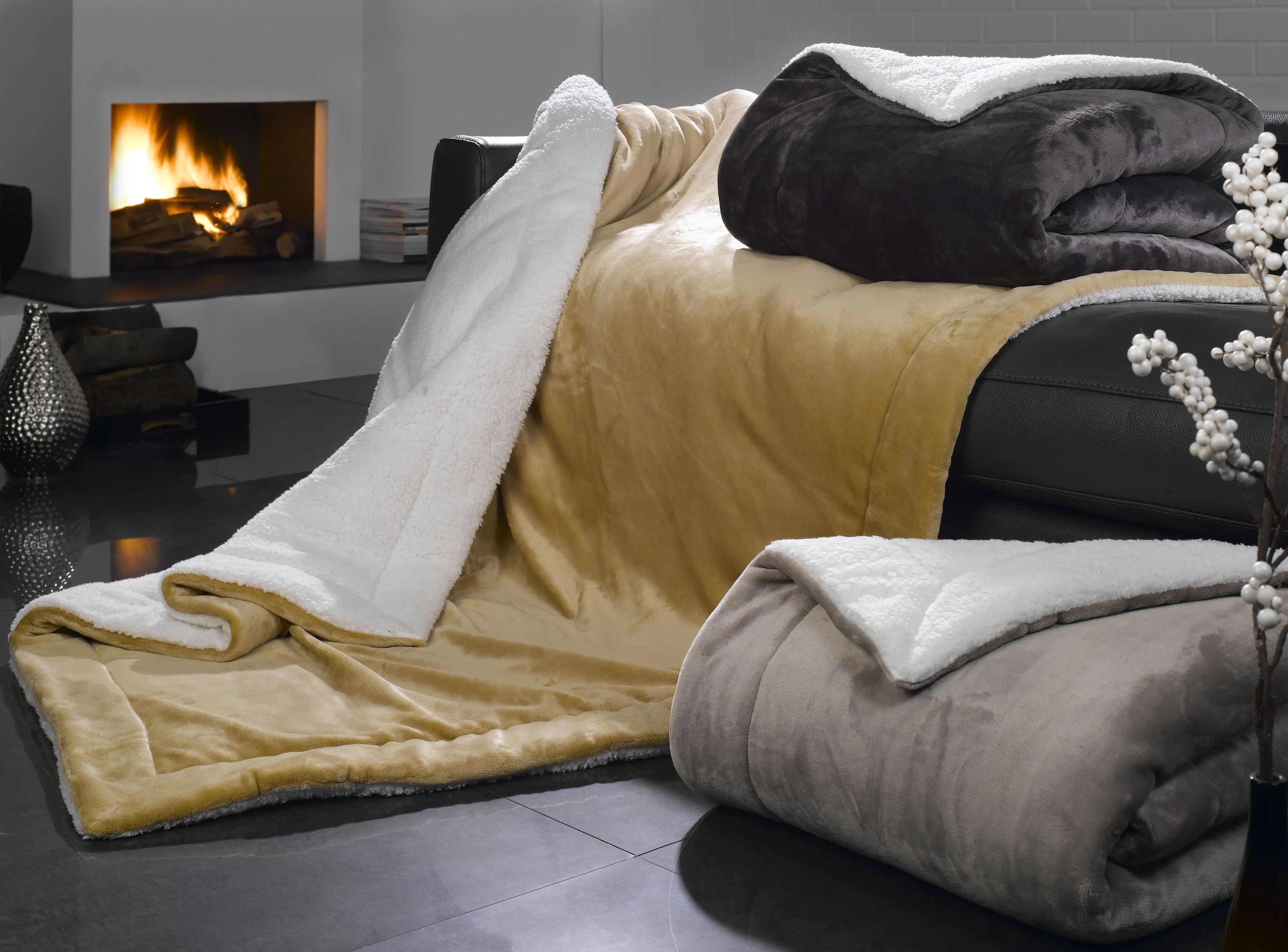 Fleecedecke Sherpa 150 x 200 cm 3-fach sortiert