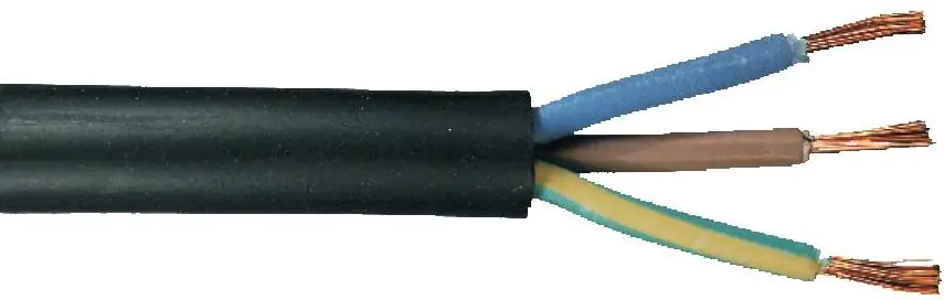 Gummileitung H05RR-F 3 x 2,5 - 1 Meter, schwarz