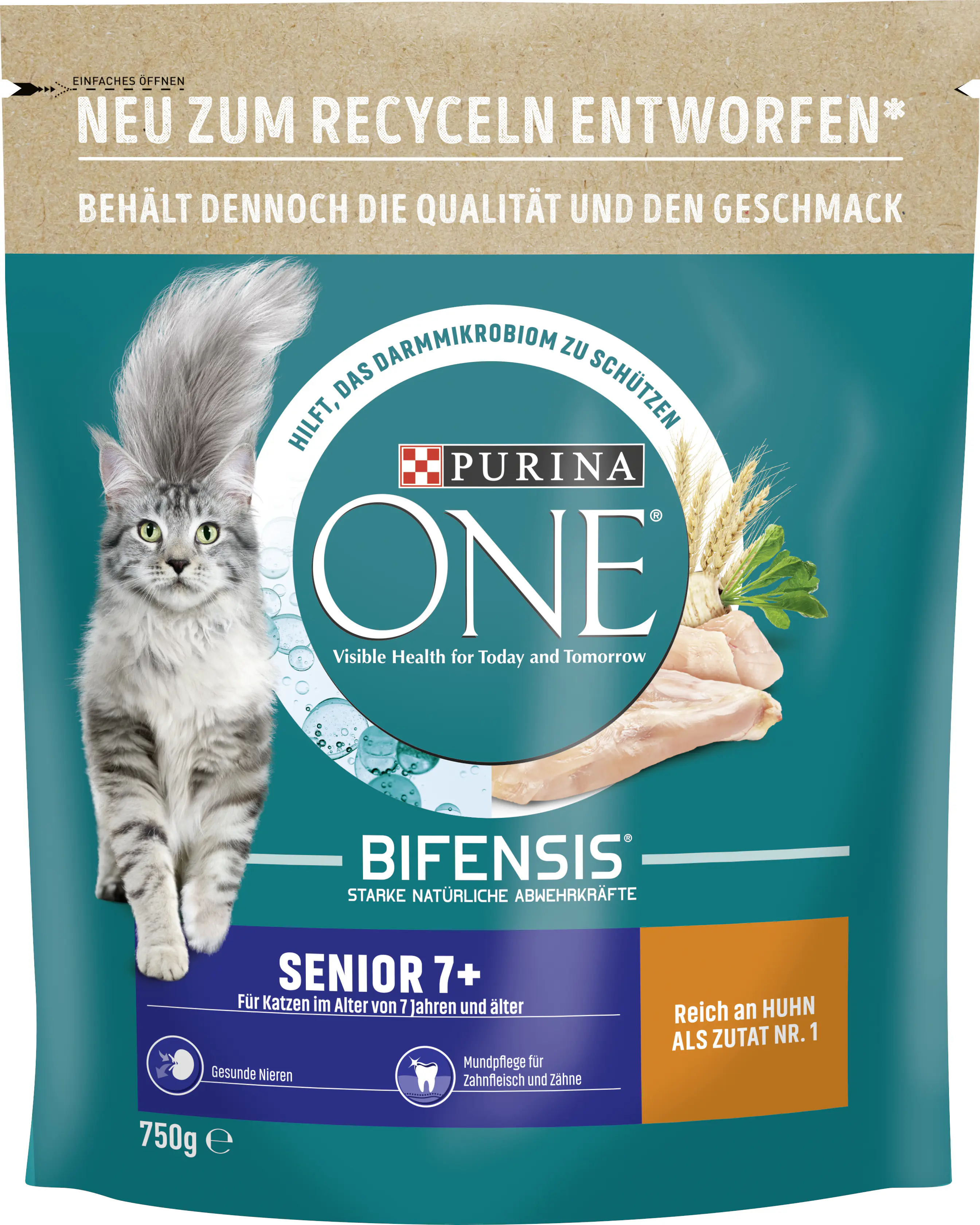 Purina ONE Senior 7+ reich an Huhn und Vollkorn-Getreide 750 g