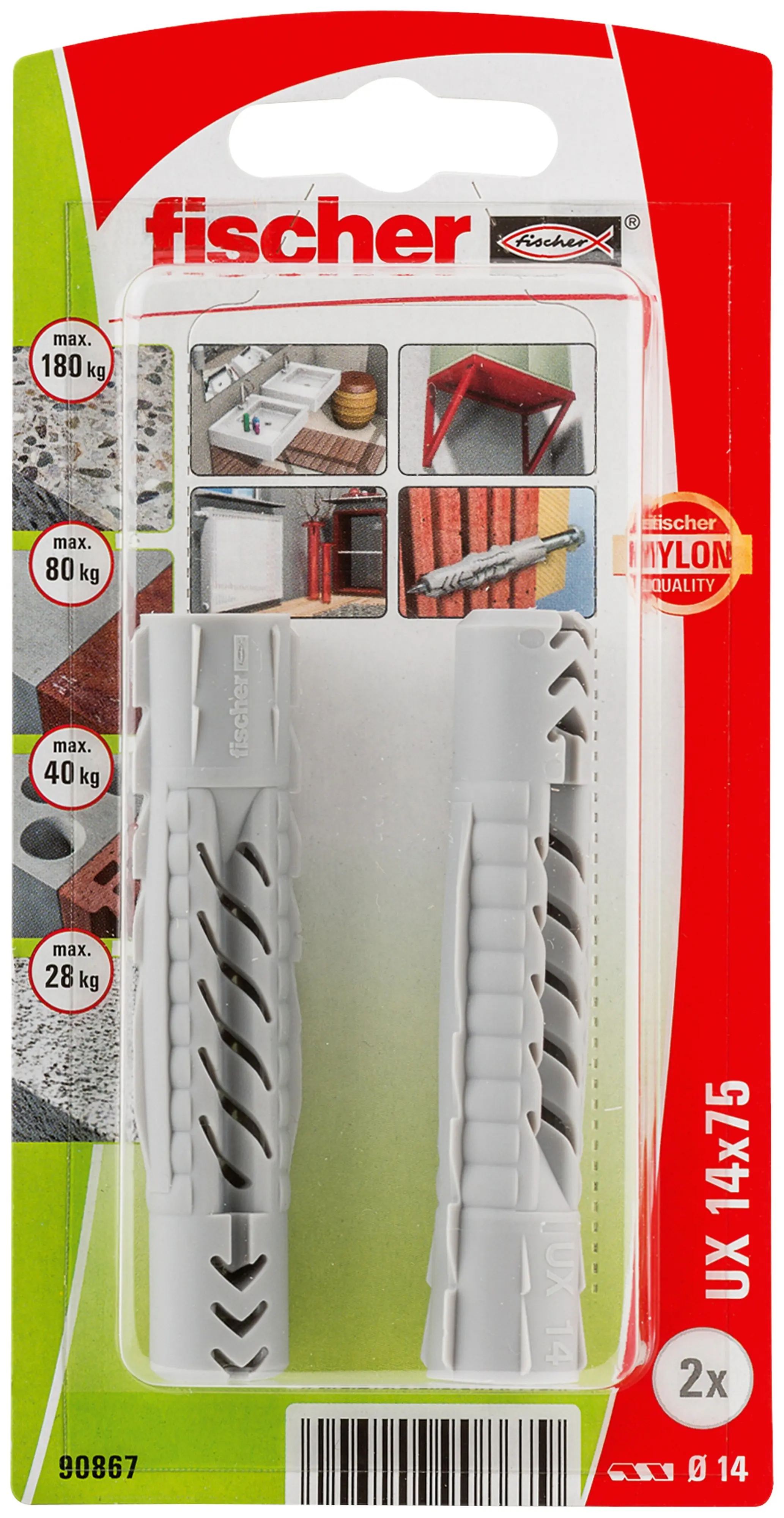 Fischer Universaldübel UX 14 x 75 mm - 2 Stück