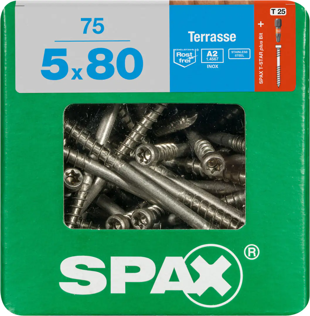 Spax Terrassenschrauben 5.0 x 80 mm TX 25 - 75 Stk.