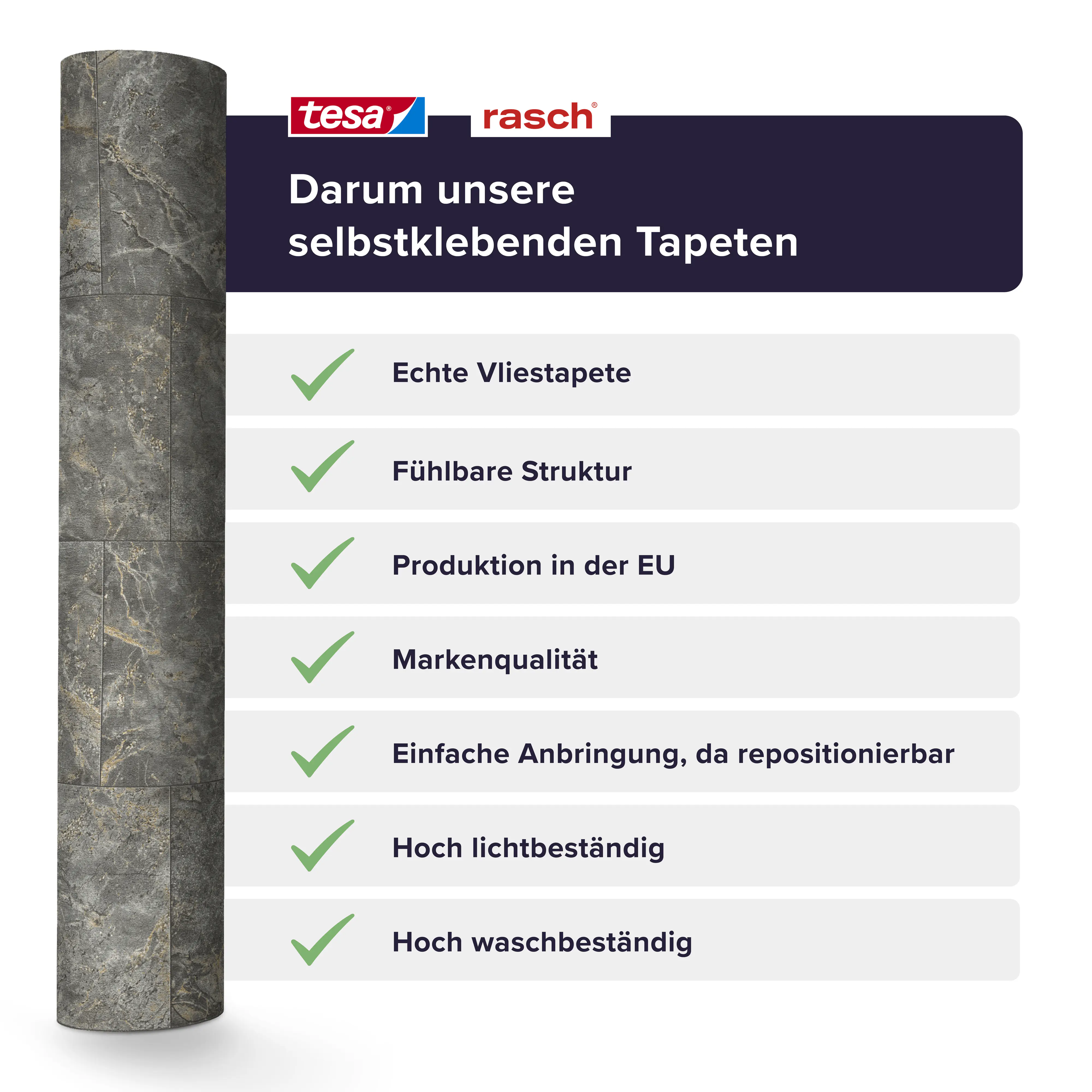 Tesa x Rasch selbstklebende Tapete Luxora Marmor Beton dunkelgrau gold 6 x 0,53 m