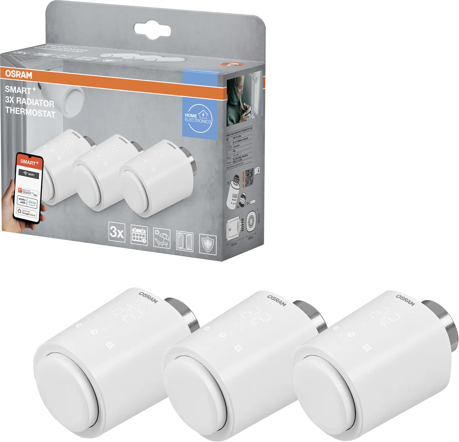 Osram Heizkörperthermostat SMART+ WIFI 3er Pack weiß