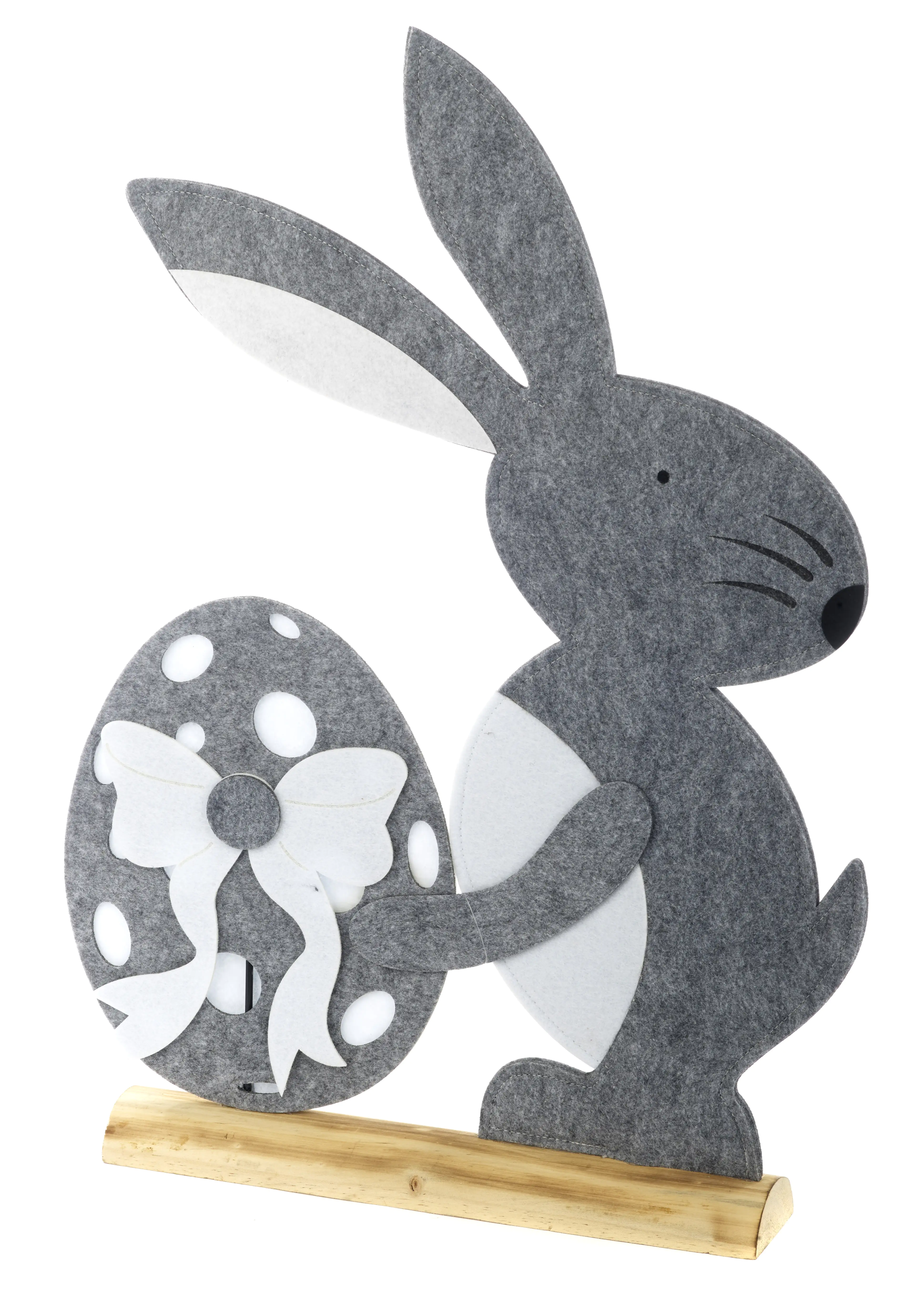 TrendLine Deko Osterhase Filz 63 x 43 cm grau