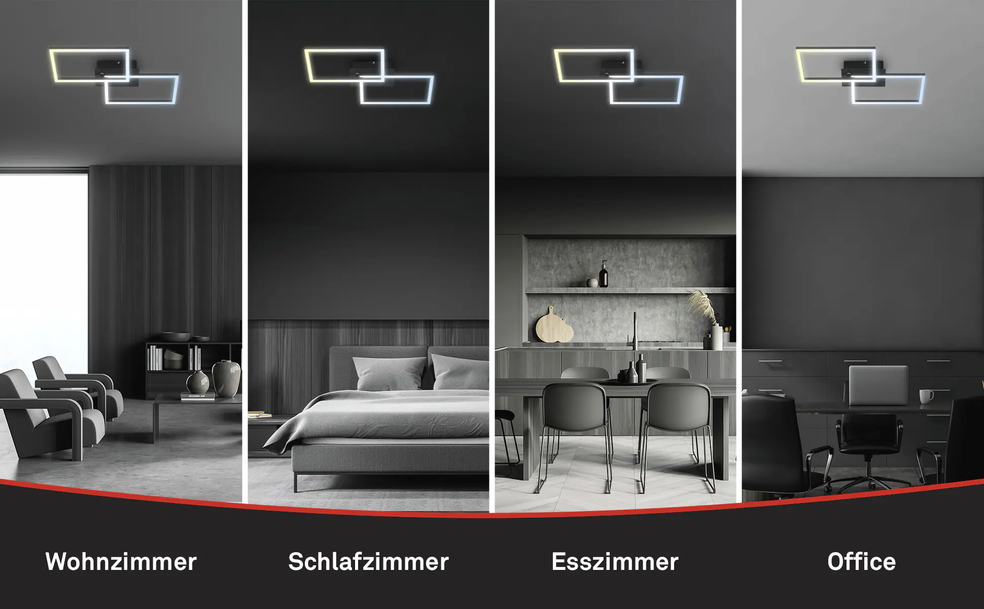 Briloner LED-Deckenleuchte Frame 50 x 39 cm schwarz dimmbar warmweiß