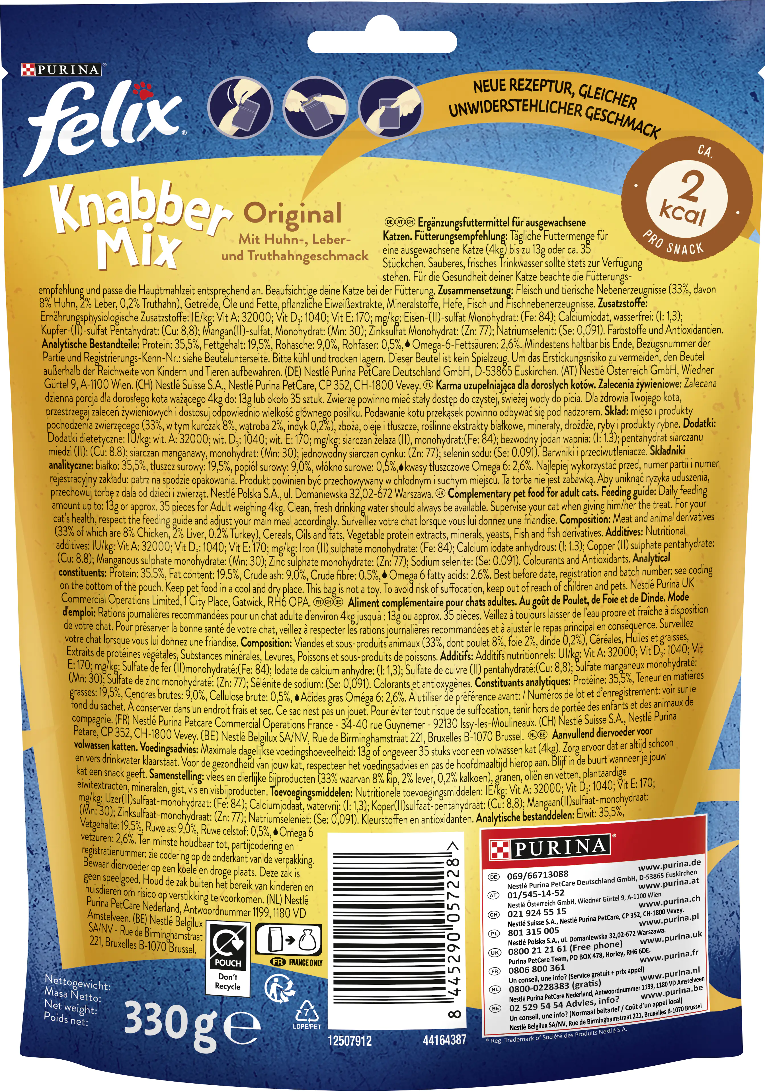 Felix KnabberMix Katzensnack Original mit Huhn, Leber & Truthahn 330 g Felix KnabberMix Katzensnack Original mit Huhn, Leber & Truthahn 330 g