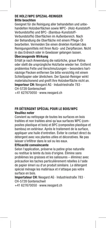 Gloria Holz und WPC Spezial-Reiniger Reinigungsmittel für Holzterrasse 1 L