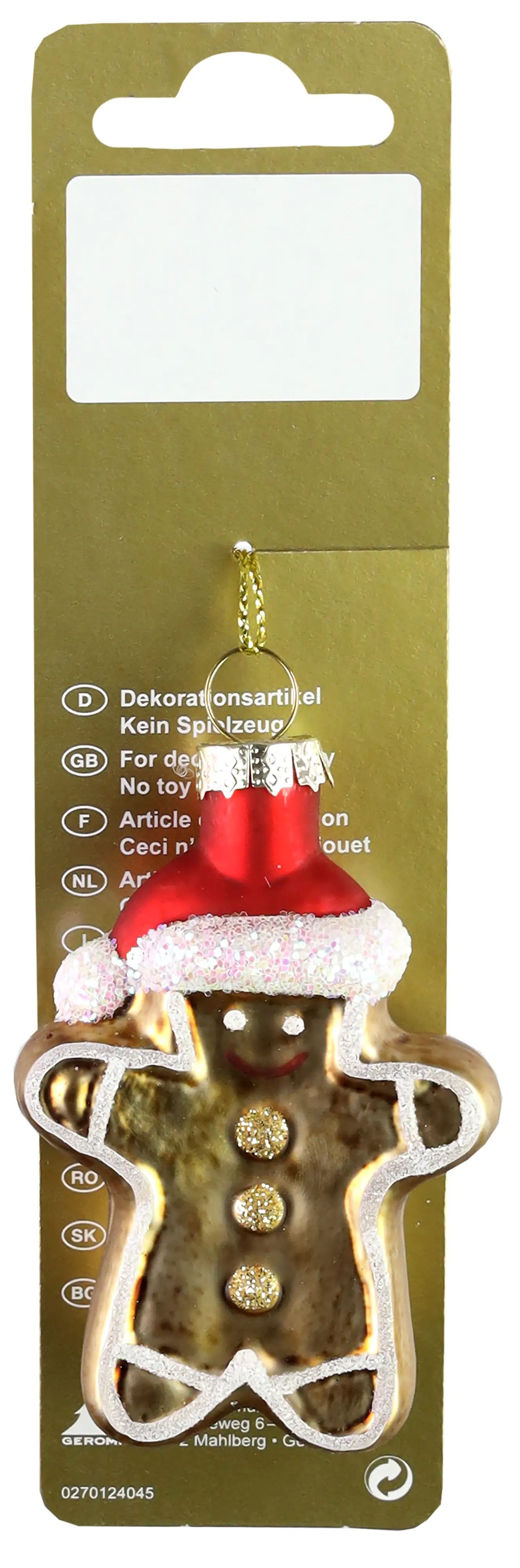Lebkuchenmann zum Hängen 5 x 2 x 6 cm Lebkuchenmann zum Hängen 5 x 2 x 6 cm
