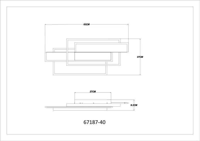Globo Deckenleuchte Finnley 62 x 27 cm L x B schwarz warmweiß