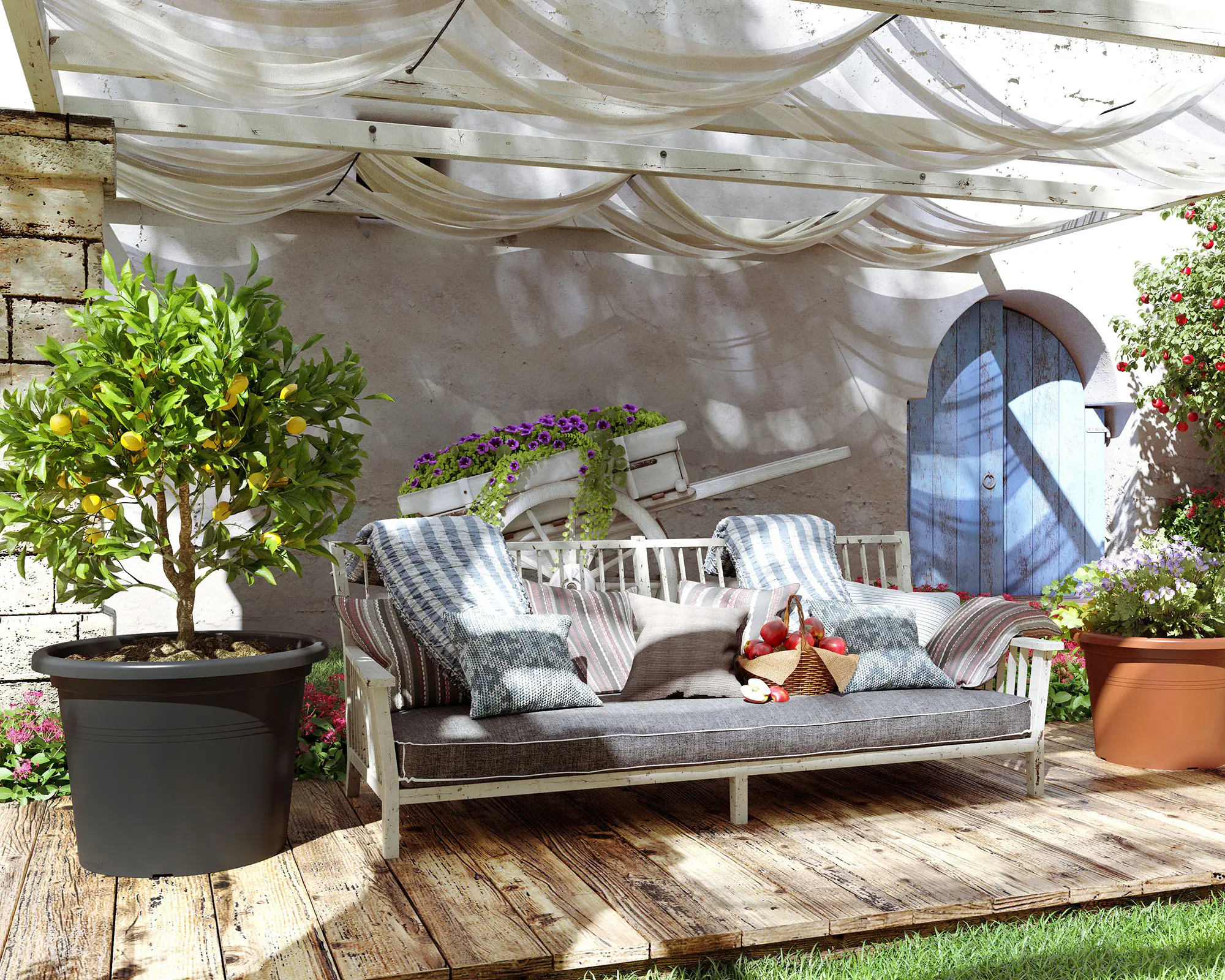 Artevasi Pflanztopf Venezia Cilindro Kunststoff anthrazit matt Ø 40 x 28 cm