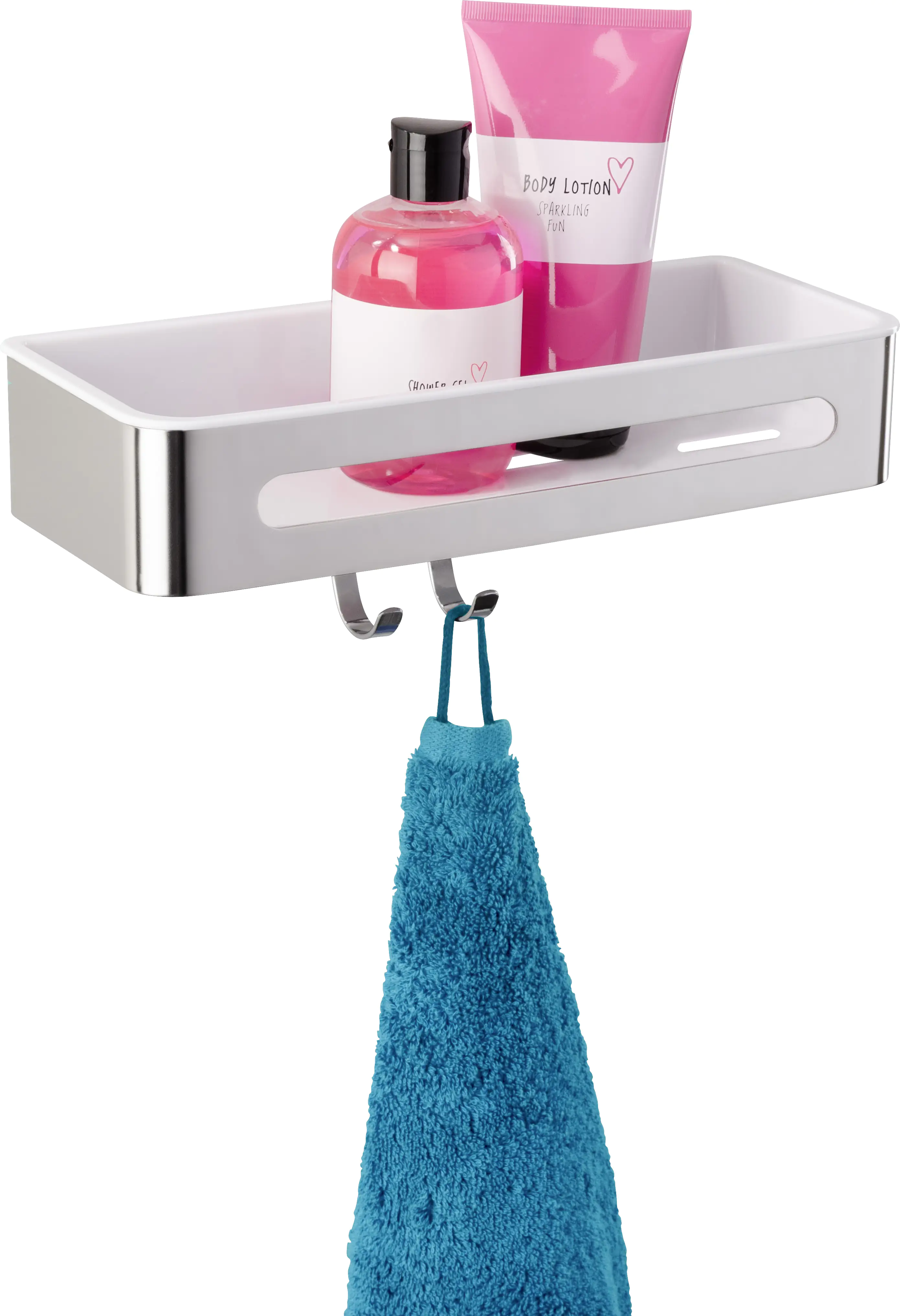 4008838226070_2664898 Wenko Wandablage mit Haken Premium Plus Edelstahl, Kunststoff, silber
