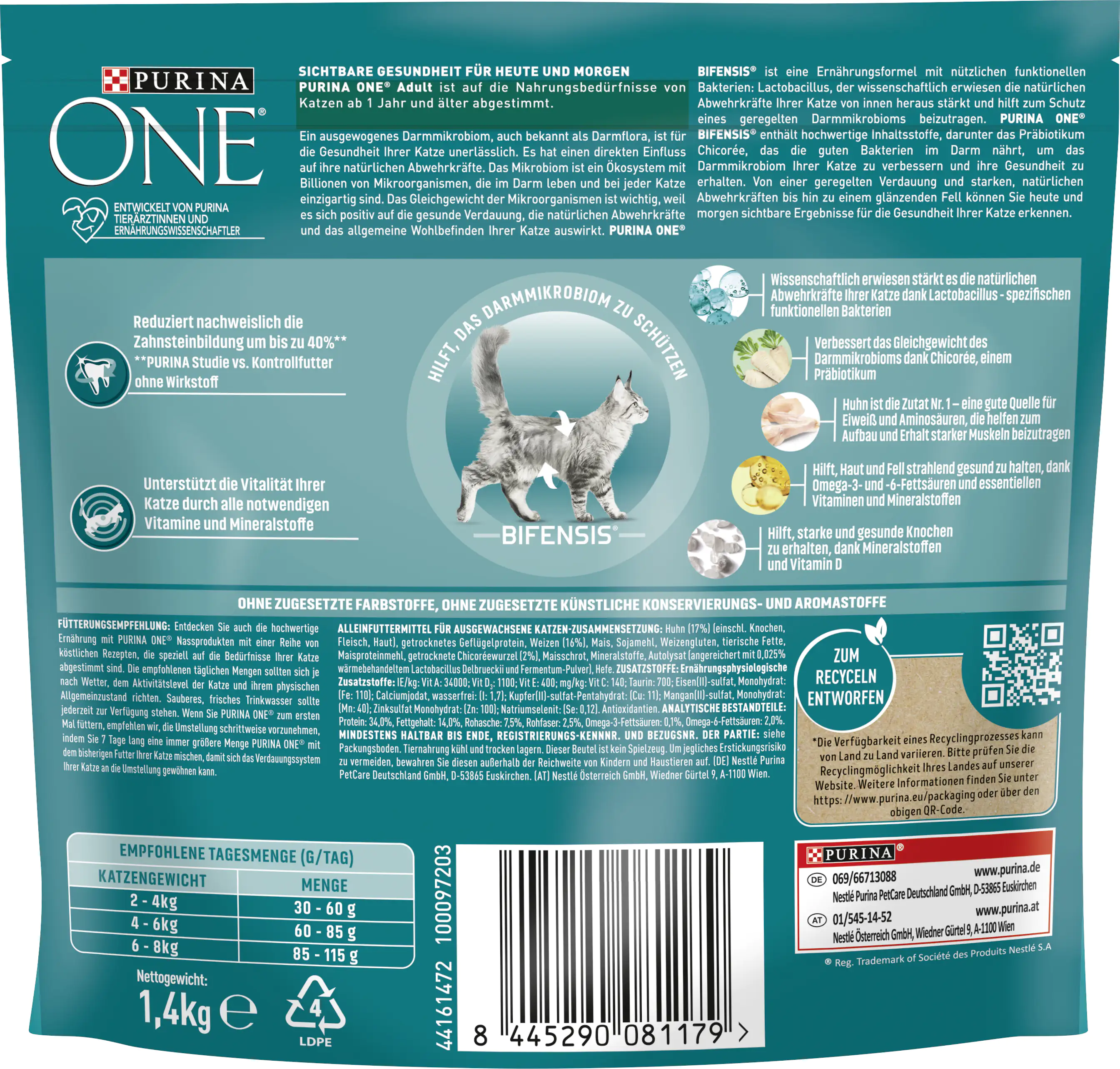 Purina One Katzenfutter Adult reich an Huhn 1,4 kg Purina One Katzenfutter Adult reich an Huhn 1,4 kg