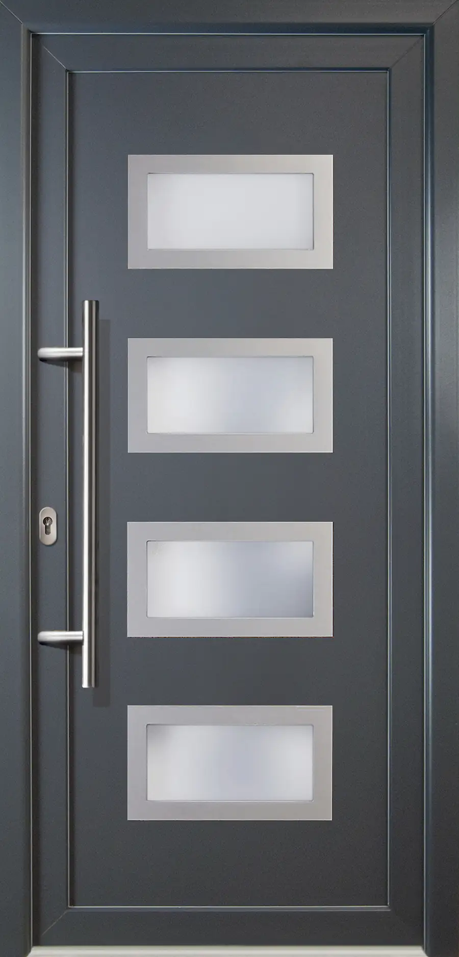 Meeth Haustür Signum PVC Modell 92 88 x 208 cm, DIN links, weiß/titan