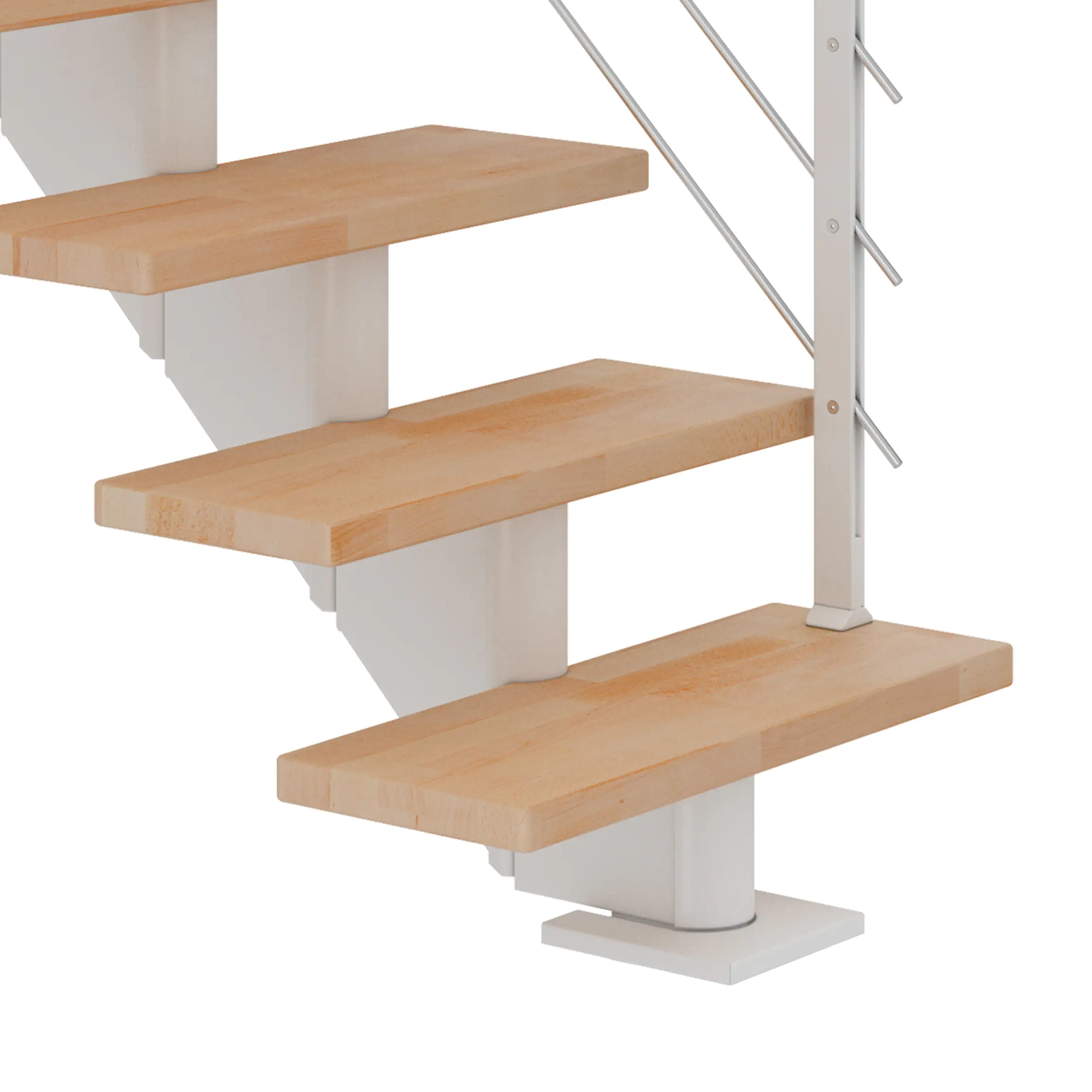 Dolle Mittelholmtreppe Hamburg Buche 75 cm 11 Stufen gerade mit Geländer weiß