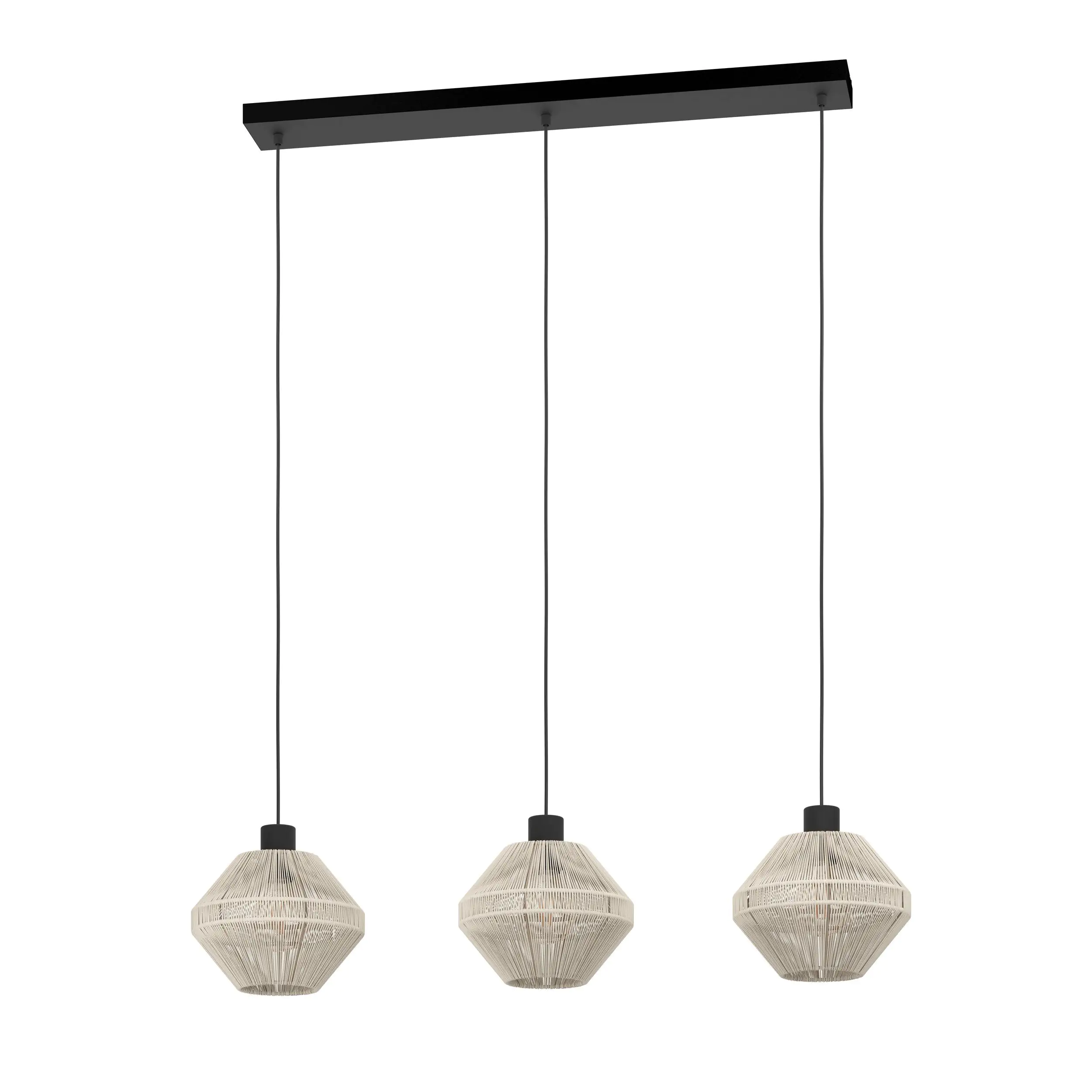 Eglo 3er Hängeleuchte Midsumer schwarz creme 92 x 22 x 110 cm E27 Eglo 3er Hängeleuchte Midsumer schwarz creme 92 x 22 x 110 cm E27