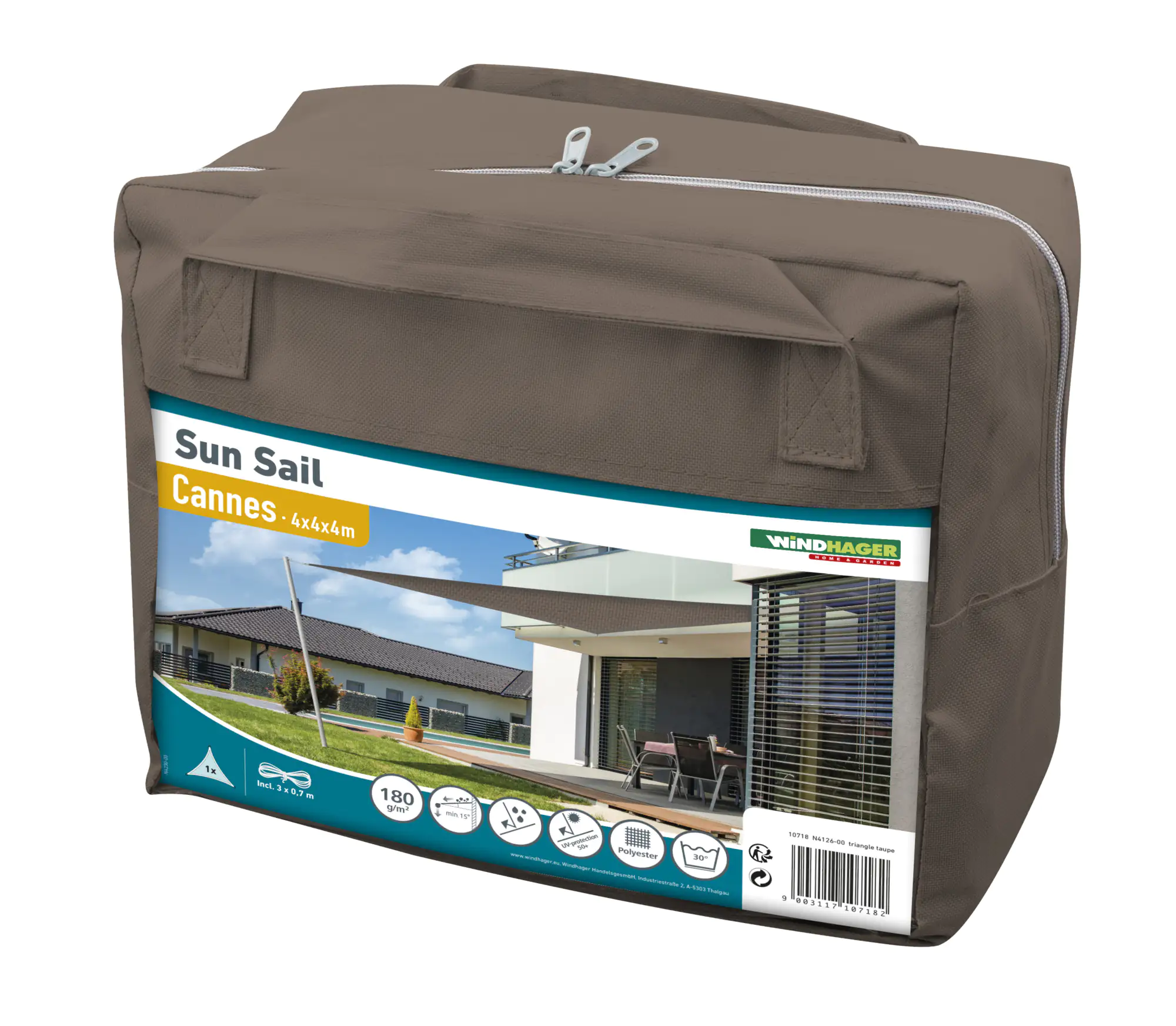 Windhager Sonnensegel Cannes taupe 4 x 4 x 4 m