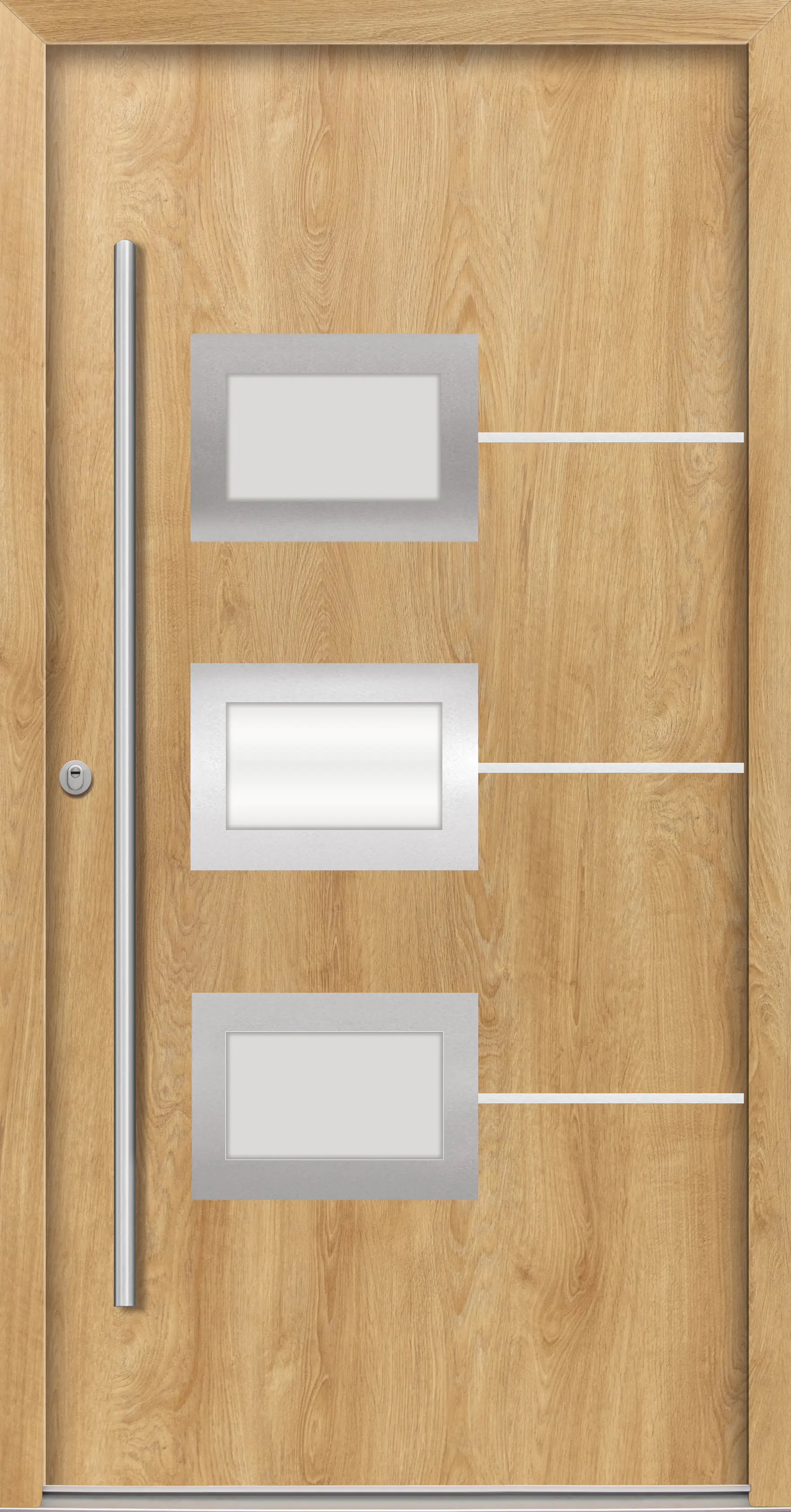 Splendoor Haustür Passivedoor Premium B03 RC2 Eiche Natur DIN Links 100 x 210 cm