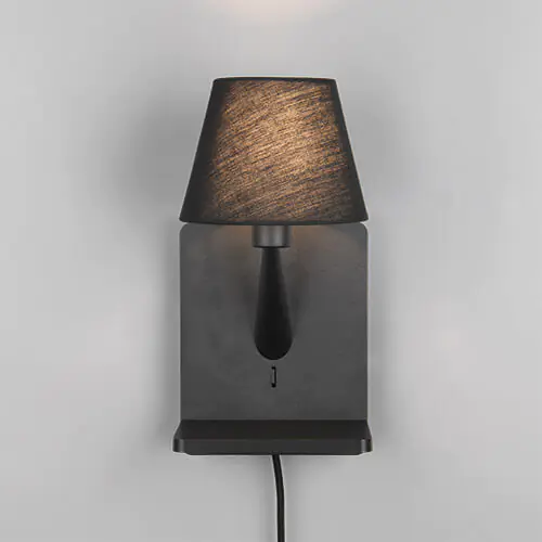 Trio Leuchten LED Wandleuchte Comfort E14 schwarz matt Metall/Stoff