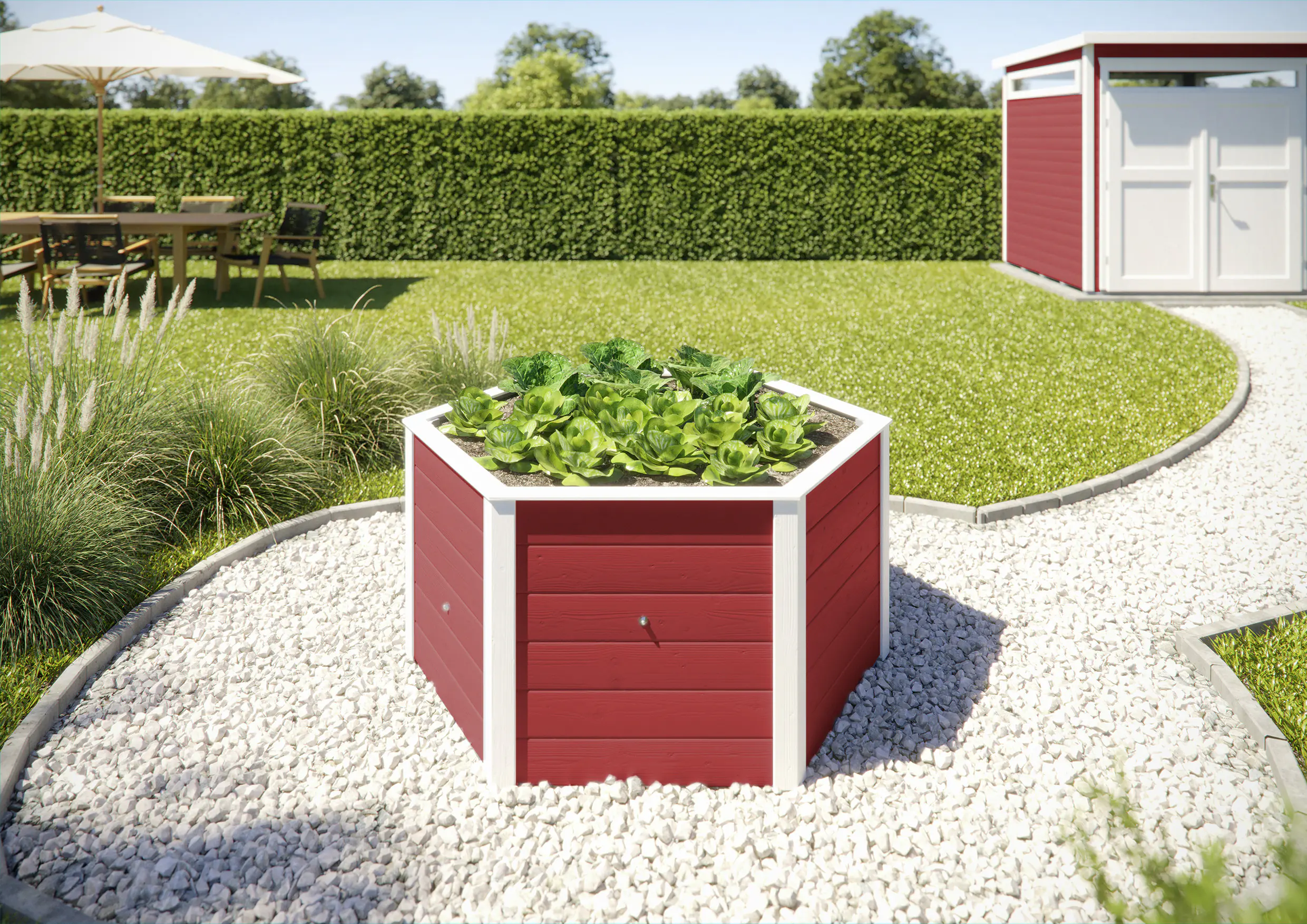 Weka Hochbeet Element rot 143 x 143 x 68,5 cm