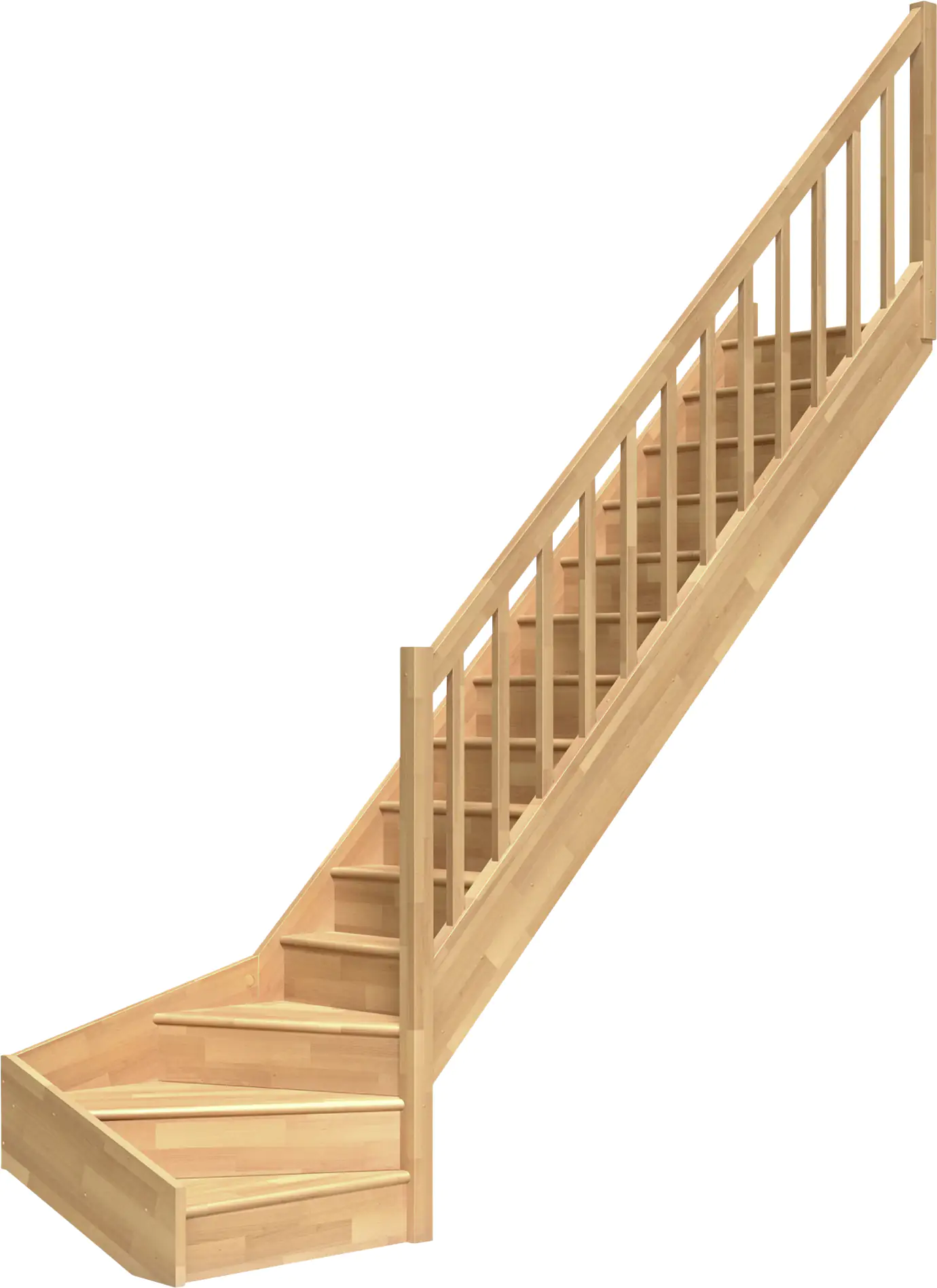 Dolle Raumspartreppen Paris 1/4-gew. Buche unbehandelt inkl. Geländer