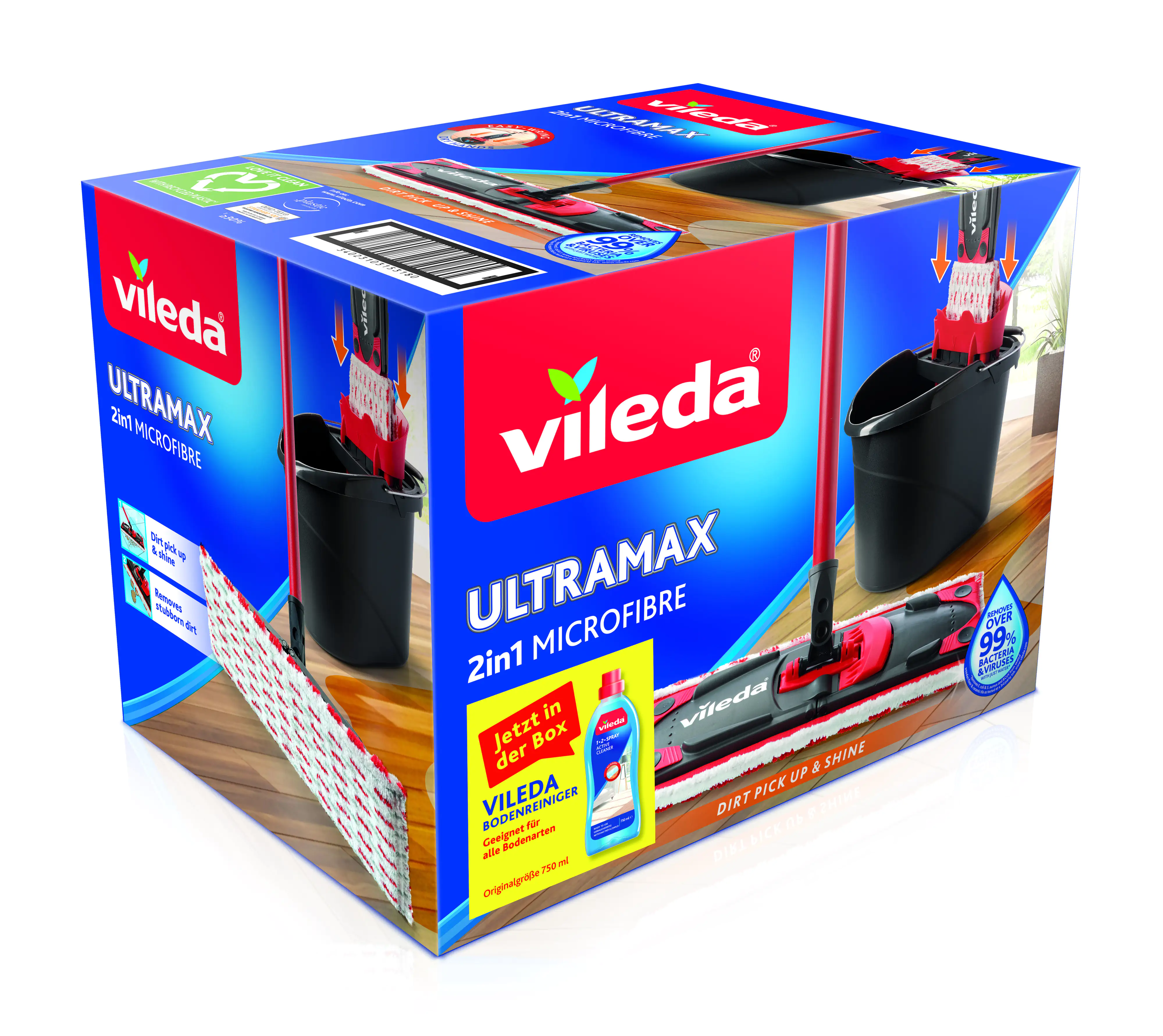 Vileda Ultramax 2 in 1 Microfibre Komplett-Box Bodenwischer-Set Vileda Ultramax 2 in 1 Microfibre Komplett-Box Bodenwischer-Set