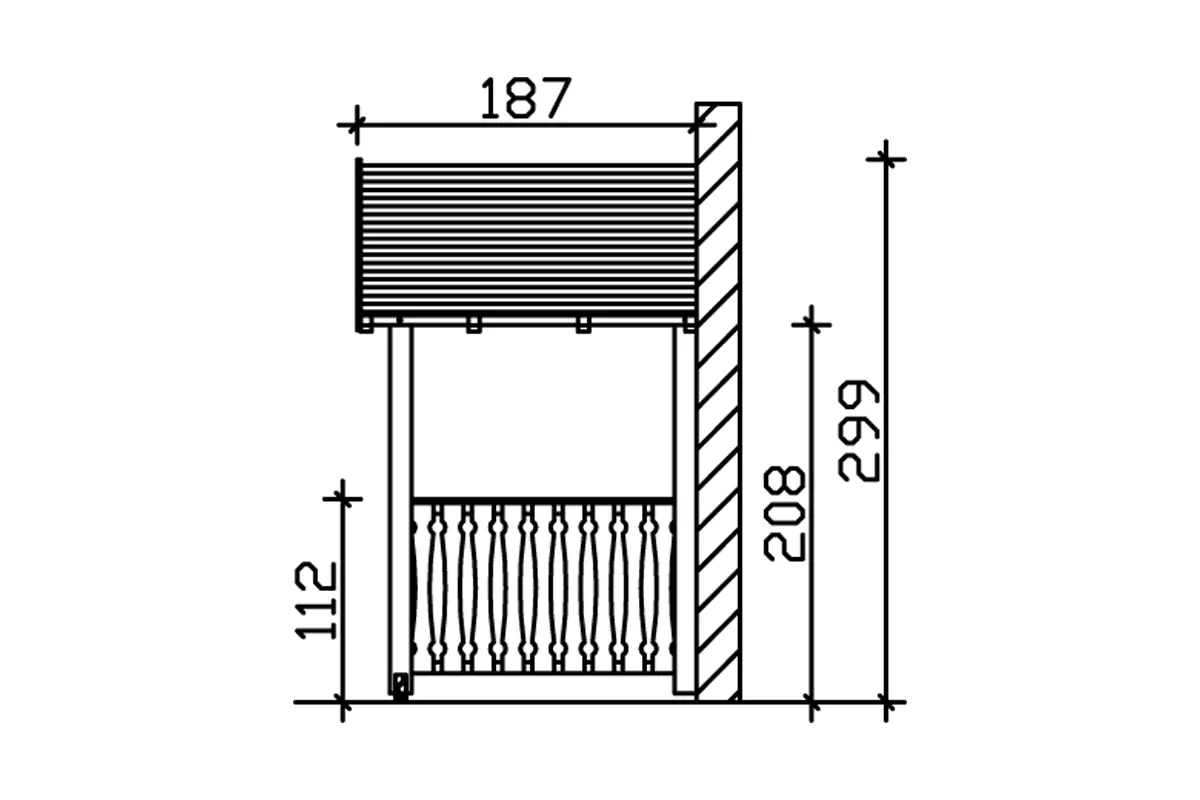 SKAN HOLZ Vordach Stralsund Typ 8 360 x 187 cm, lasiert in Schiefergrau