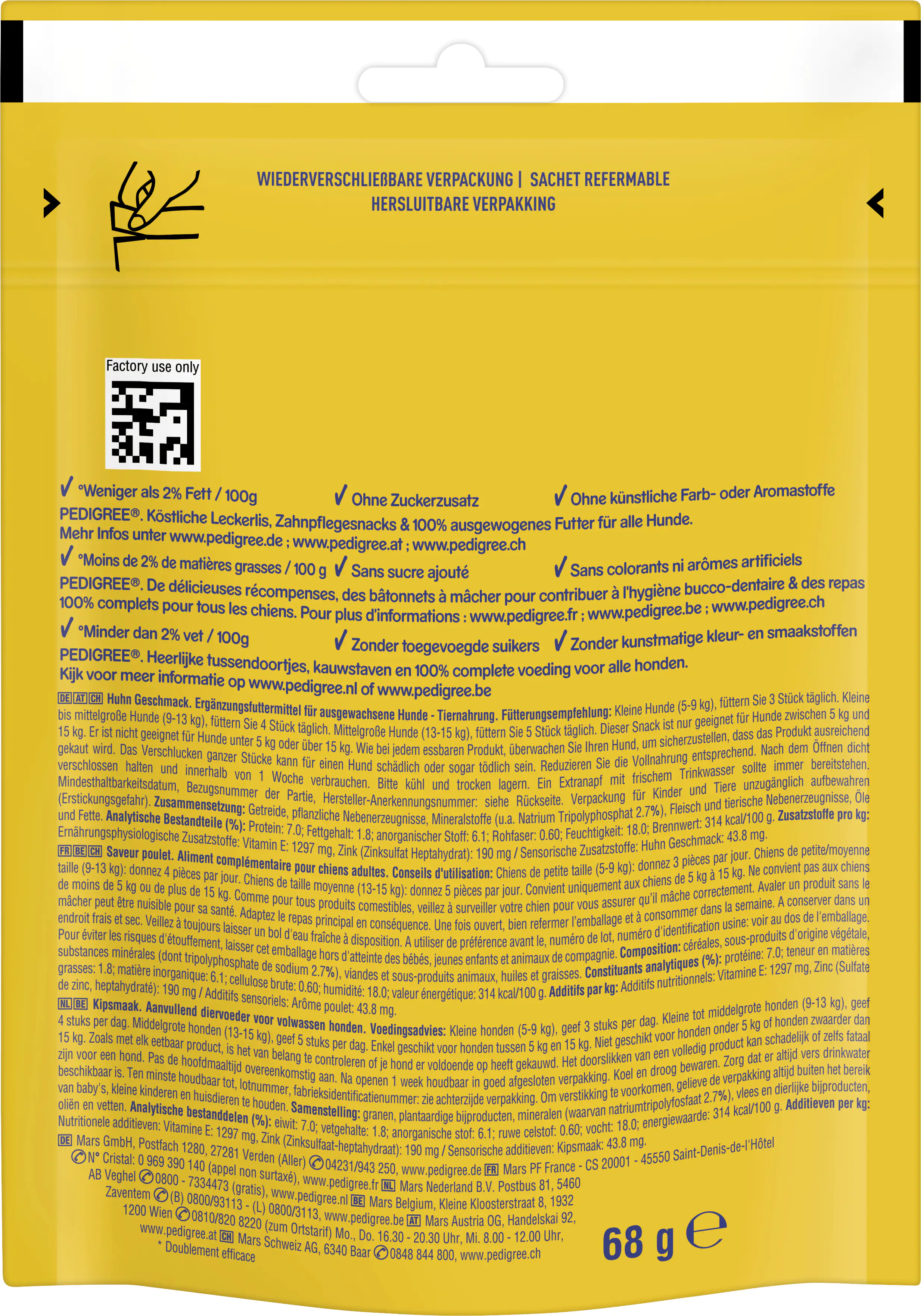 Pedigree Hundesnack Dentastix Chewy Chunx Mini mit Huhn 68 g