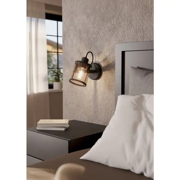 Eglo 1er Spot Dellow schwarz-messing 18 x 11 cm