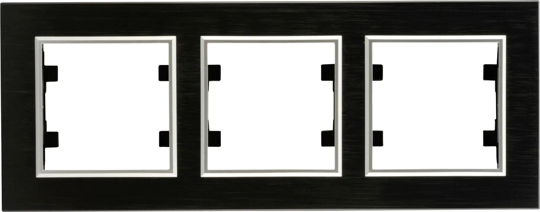Unitec Abdeckrahmen 3-fach LUMIA, Metall schwarz silber Unitec Abdeckrahmen 3-fach LUMIA, Metall schwarz silber