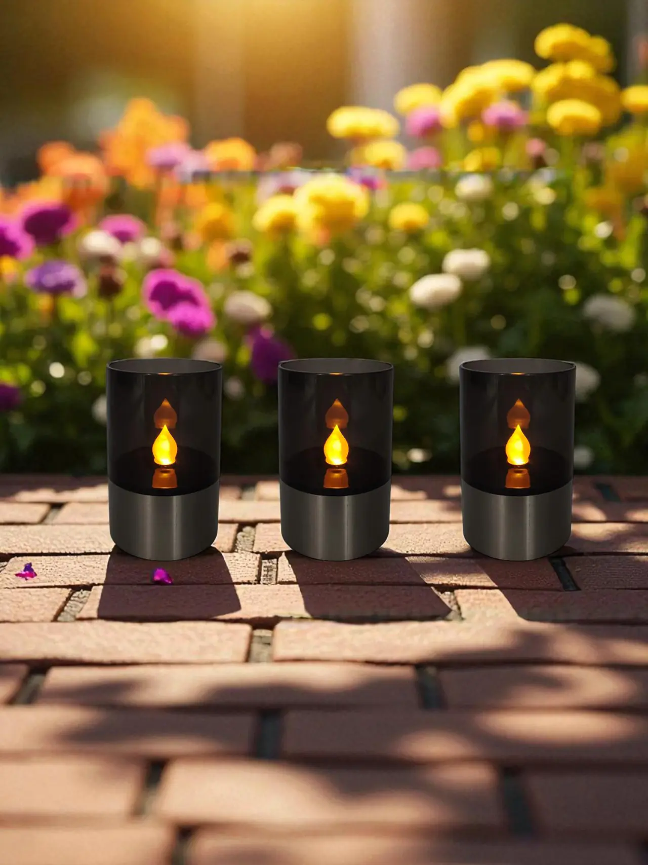 LED Solarleuchte Kerze mit Dämmerungssensor Rauchglas 12 cm - 3er Set LED Solarleuchte Kerze mit Dämmerungssensor Rauchglas 12 cm - 3er Set