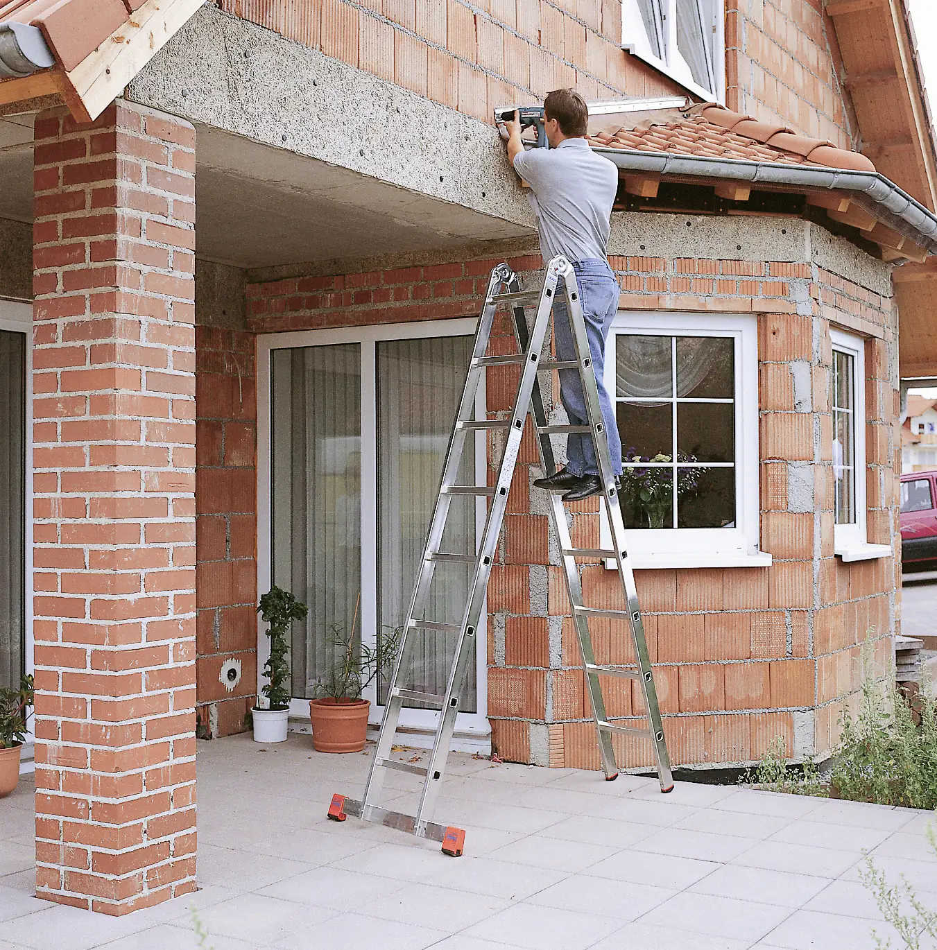 4009199129918_2183483 Krause Aluminium-Gelenk-Doppelleiter MONTO TriMatic 5,50 m