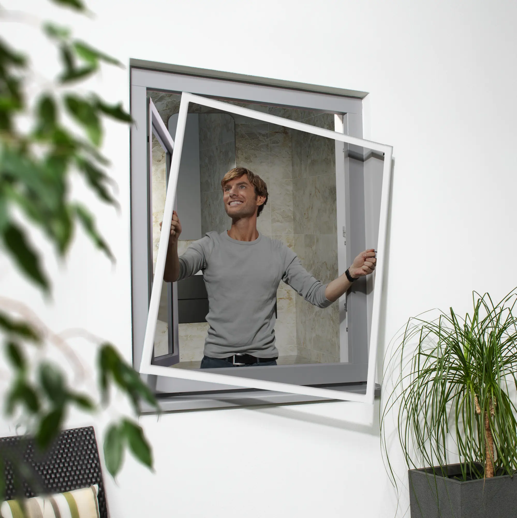 Primaster Fliegenschutz-Fenster slim 120 x 150 weiß