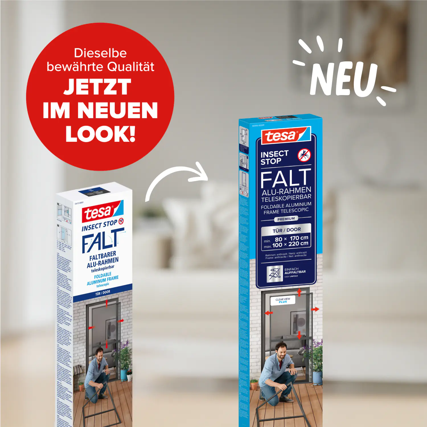 tesa Fliegenschutz-Tür FALT 100 x 220 cm anthrazit/anthrazit kürzbar