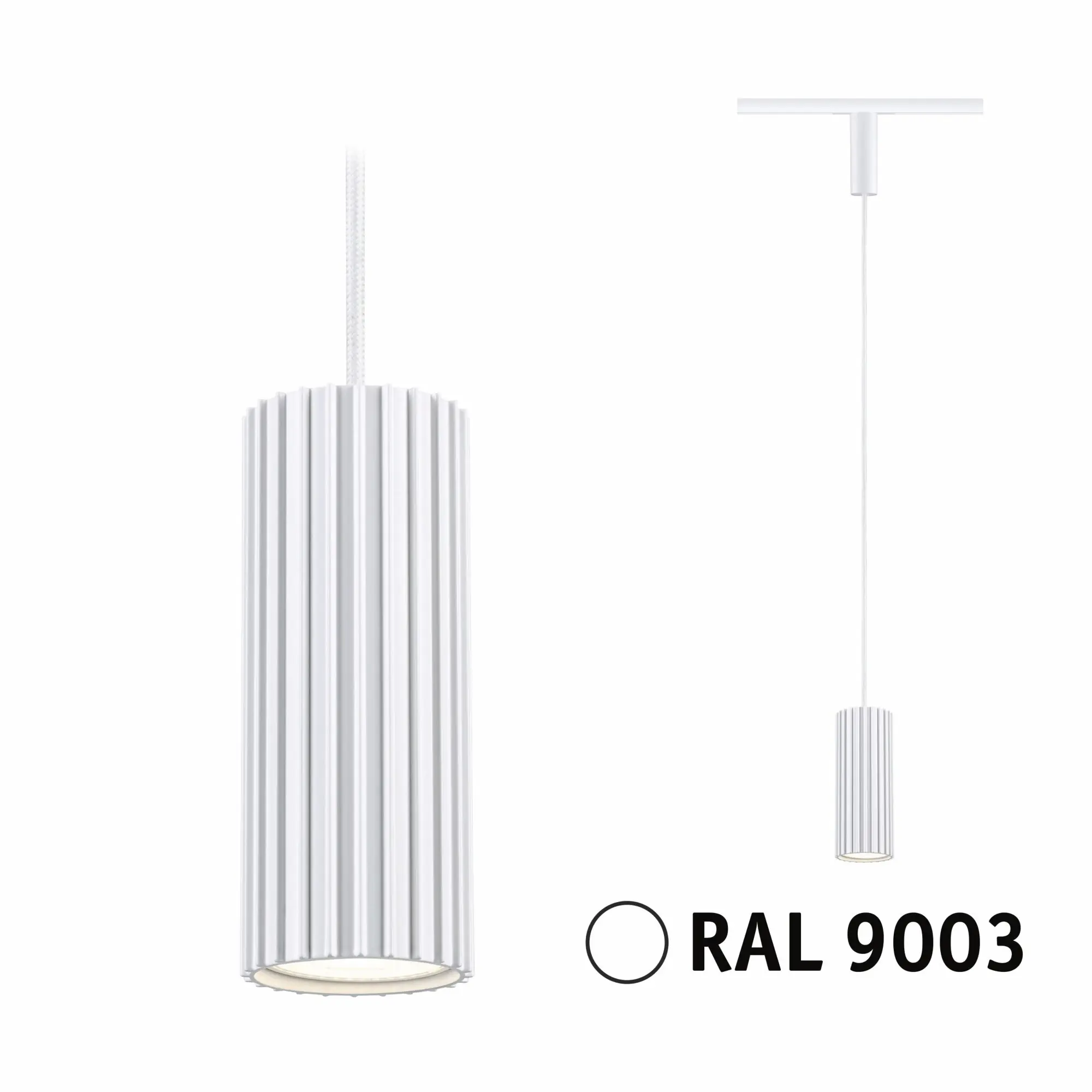 Paulmann URail Pendelleuchte Lirena Ø 6 x 126 cm signalweiß dimmbar